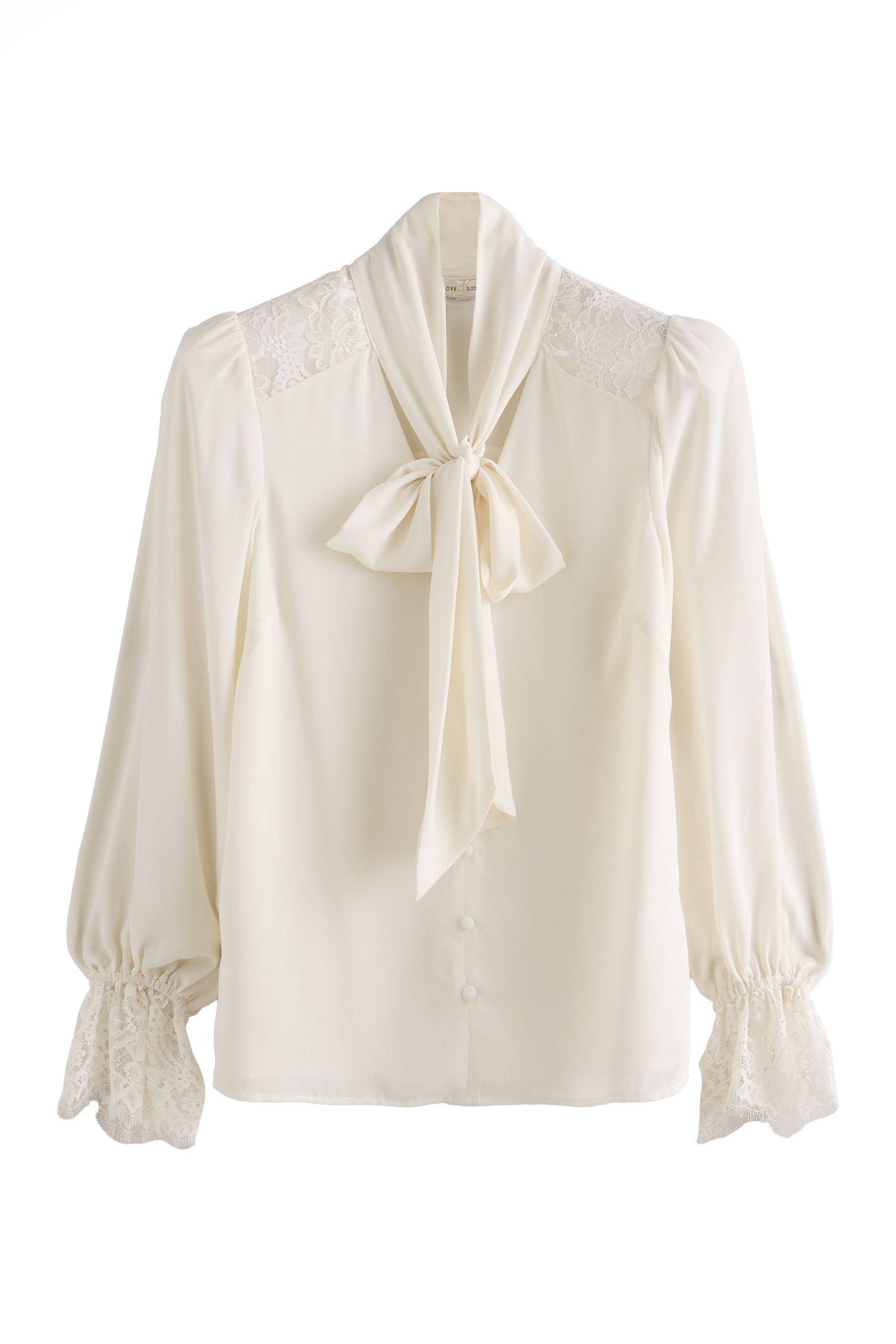 Love & Roses Spitzenbluse Love & Roses Schluppenbluse mit Spitze (1-tlg)
