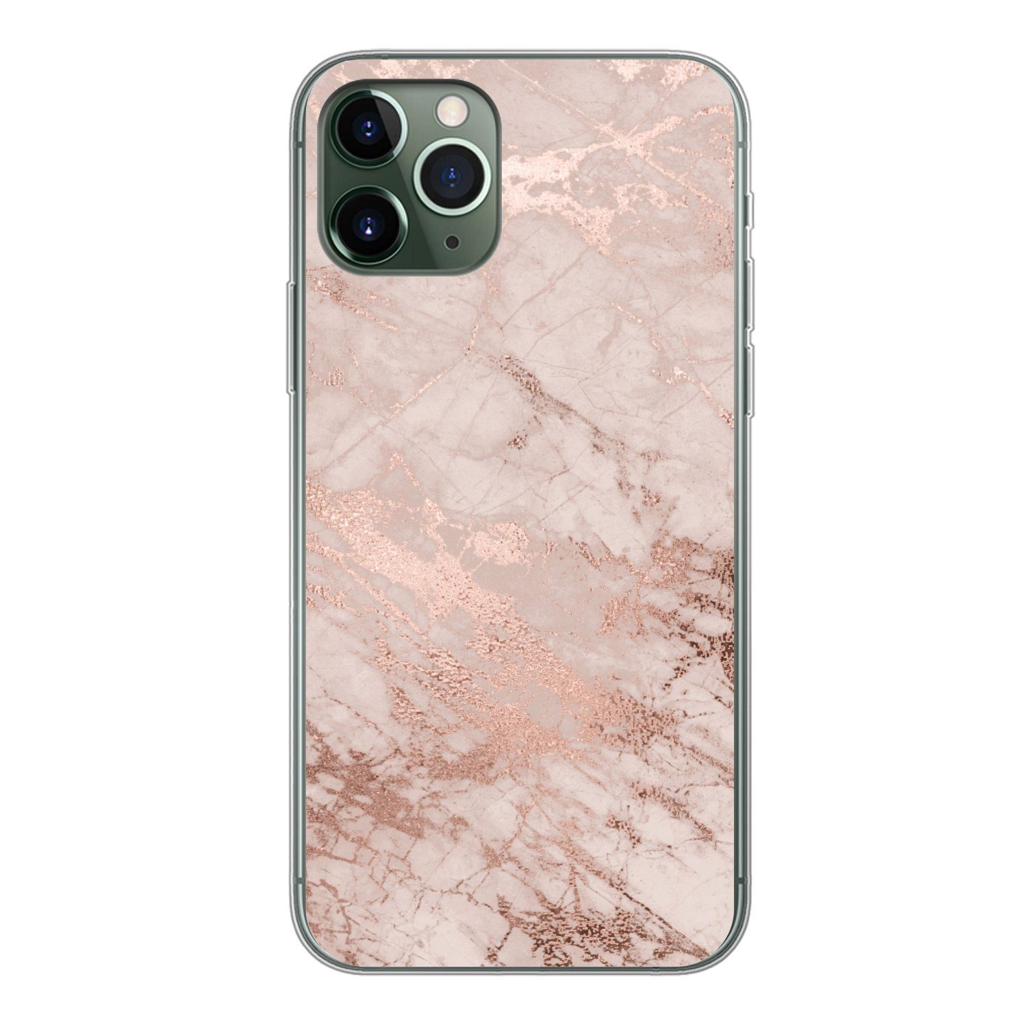 MuchoWow Handyhülle für Apple iPhone 11 Pro Marmor - Rosa - Luxus - Marmoroptik - Glitzer, Smartphone-Bumper, Print, Handy Schutzhülle Dünn