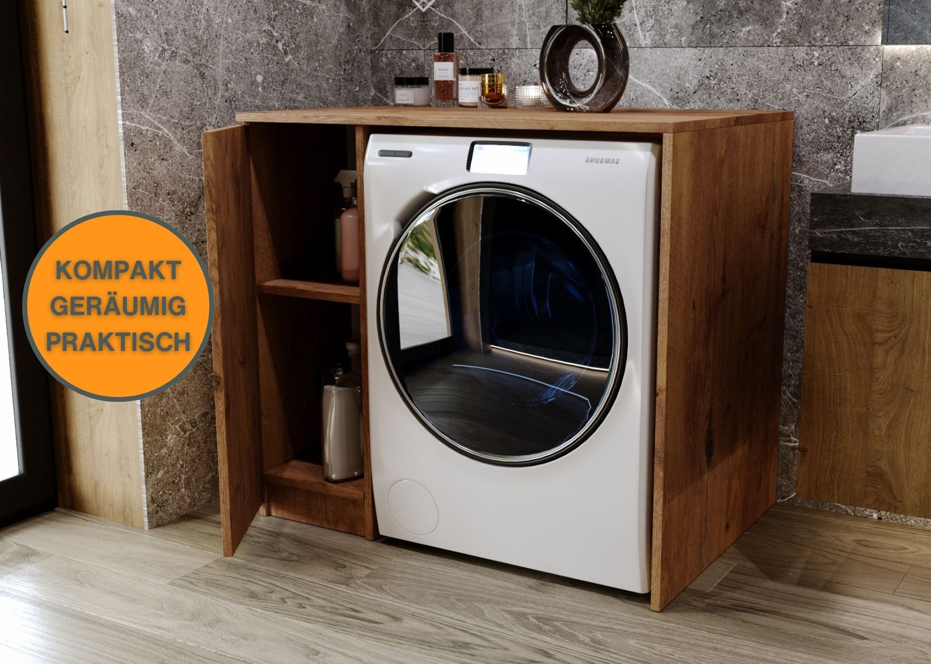 Raumhirsch Furniture Waschmaschinenumbauschrank mit Stauraum für Waschmasch günstig online kaufen