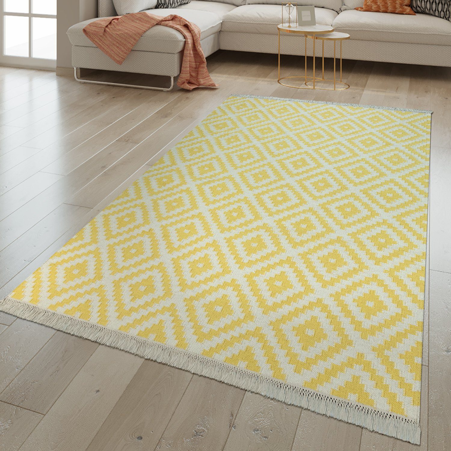 Orientteppich Handgewebter Fransen Trend Teppich Moderne, TT Home, rechteckig, Höhe: 12 mm
