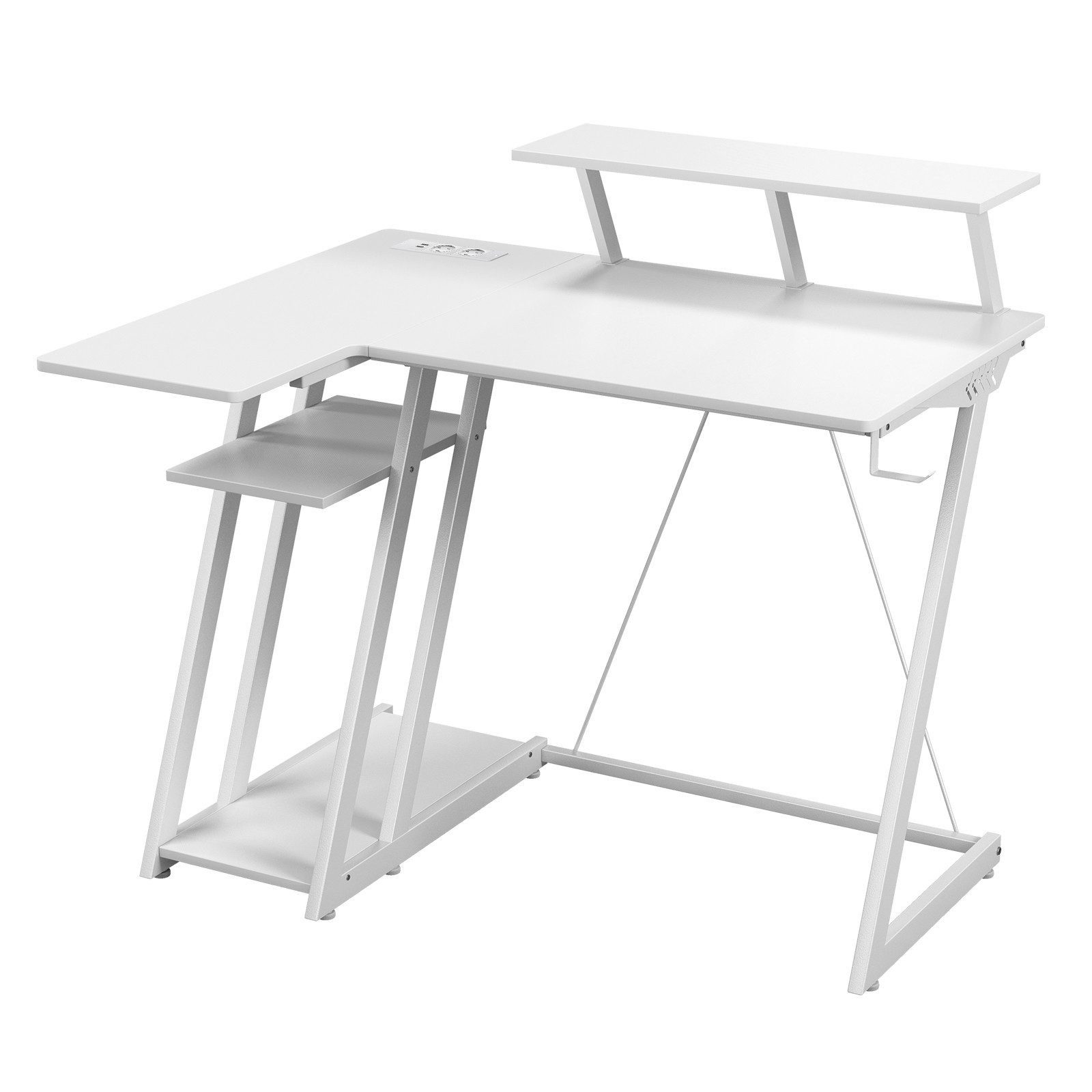 KOMFOTTEU Computertisch, mit Steckdosen & USB-Anschlüssen, 107 x 45 x 93 cm