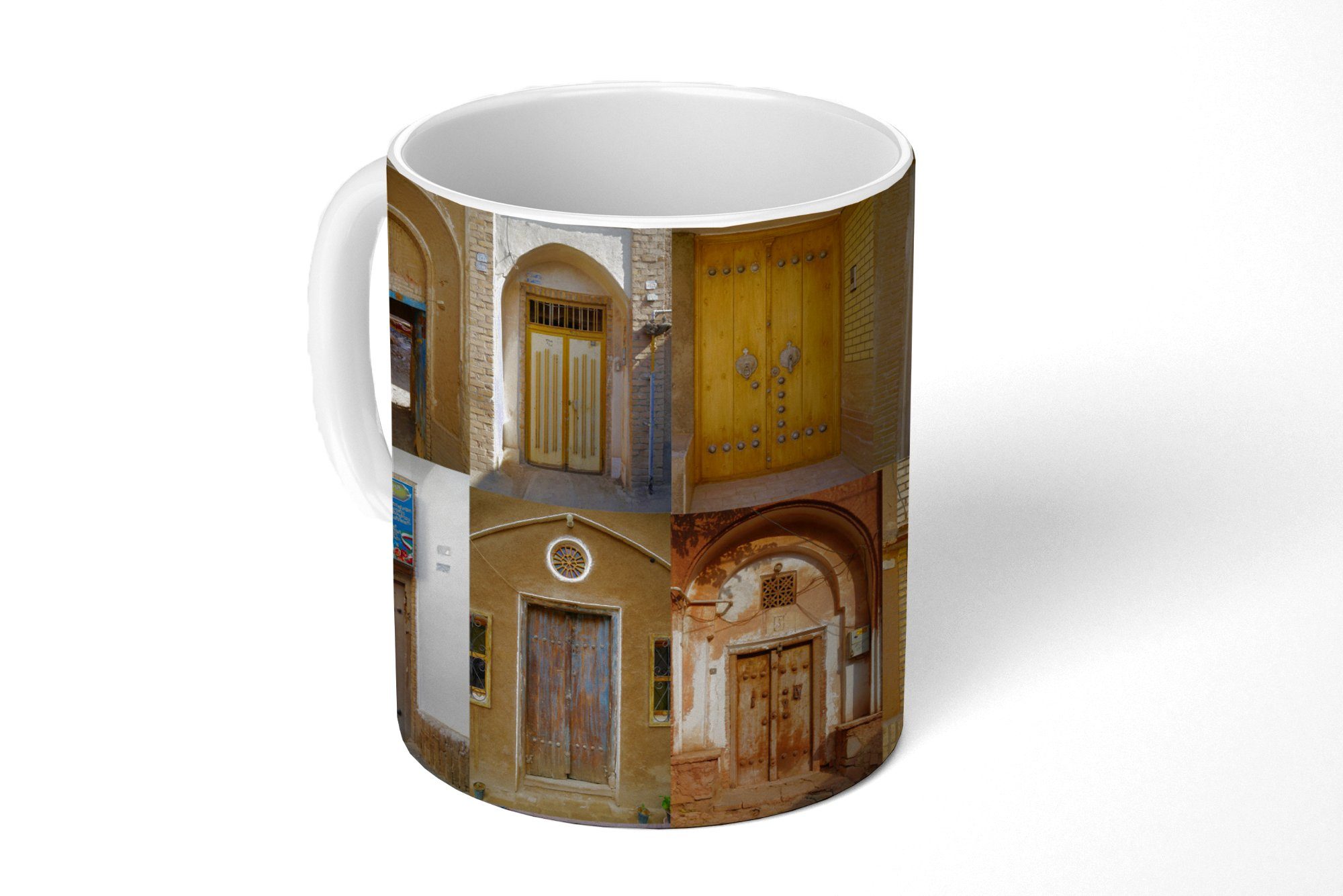 MuchoWow Tasse Türen - Farbenfroh - Architektur - Collage - Vintage, Keramik, Kaffeetassen, Teetasse, Becher, Teetasse, Geschenk