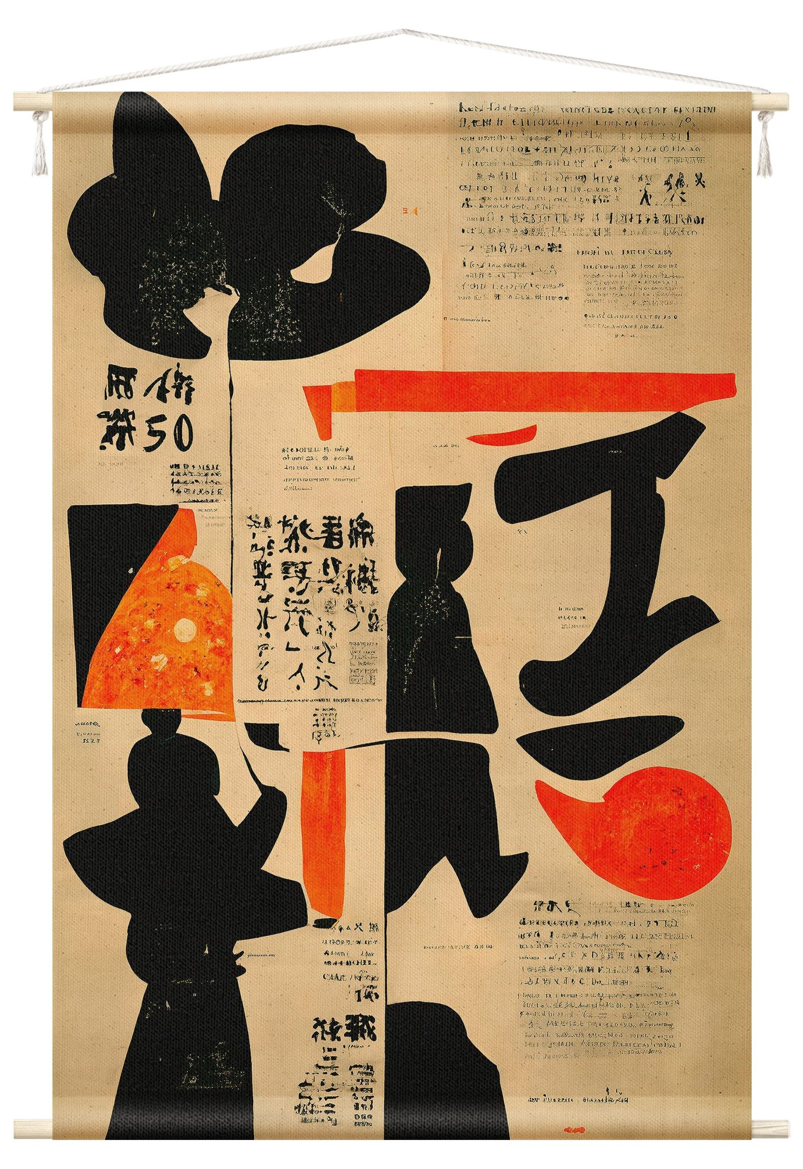 Wandteppich modern Sprüche schwarz