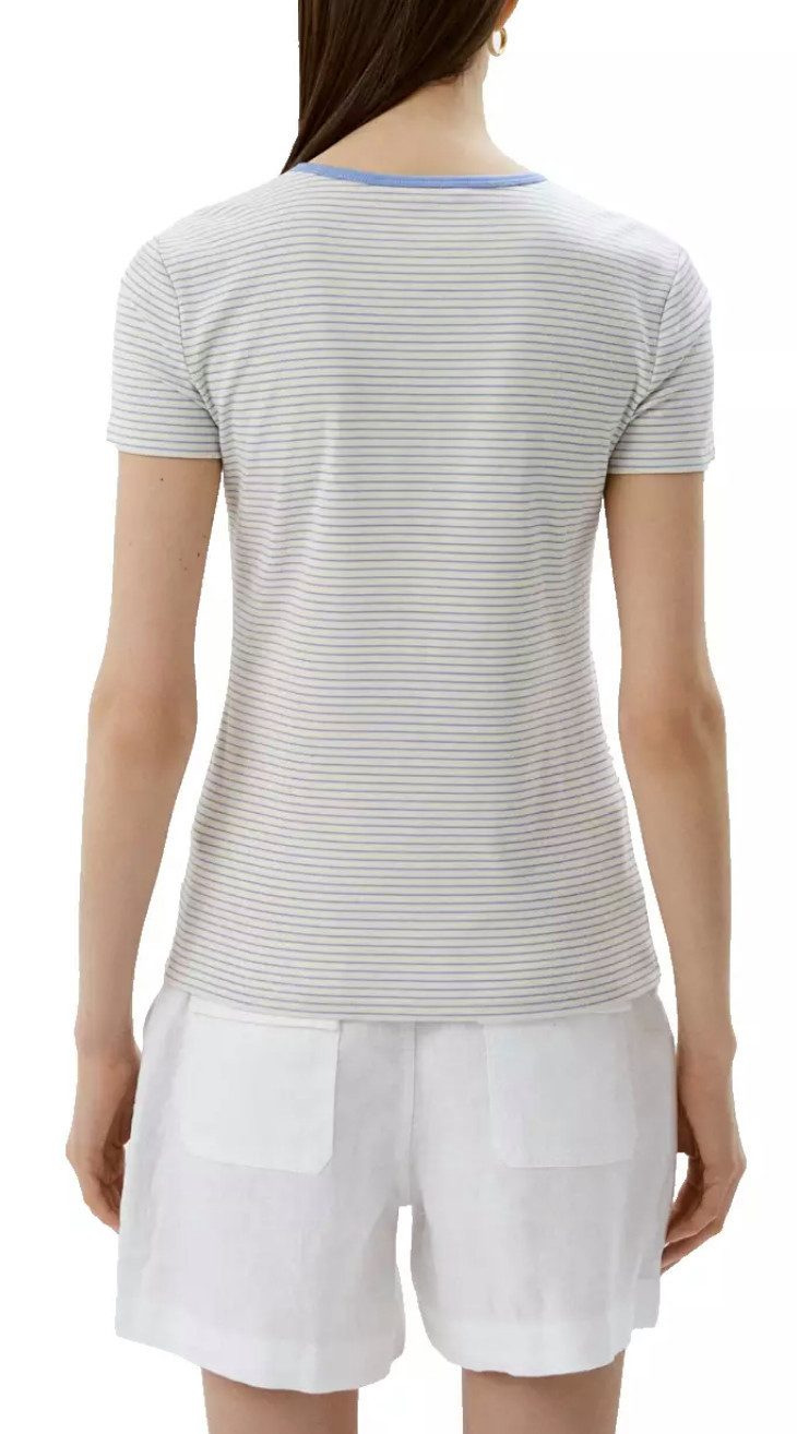 Lauren Ralph Lauren T-Shirt T-Shirt Bluse Streifen Shirt Striped Top Rundhalsausschnitt, Label-Stickerei am Saum