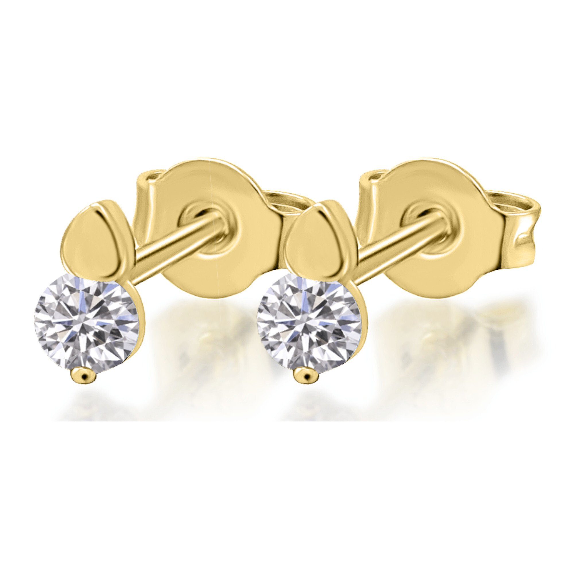 Paar Gelbgold, Breite Ohrstecker - Zirkonia Damen aus : Ohrringe Gold 4,5 Höhe 3,60 mm Schmuck, ELEMENT Durchmesser: 5,40 333 mm ONE : - Ohrstecker
