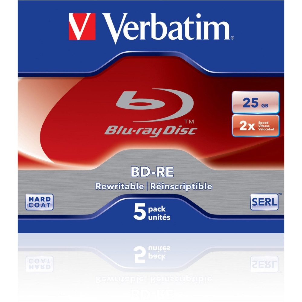 Verbatim Verbatim BD-RE SL 25GB Blu-ray Disks (5er Jewel Case) externer Speicher (50 GB / 25 GB GB, Kratzfest)