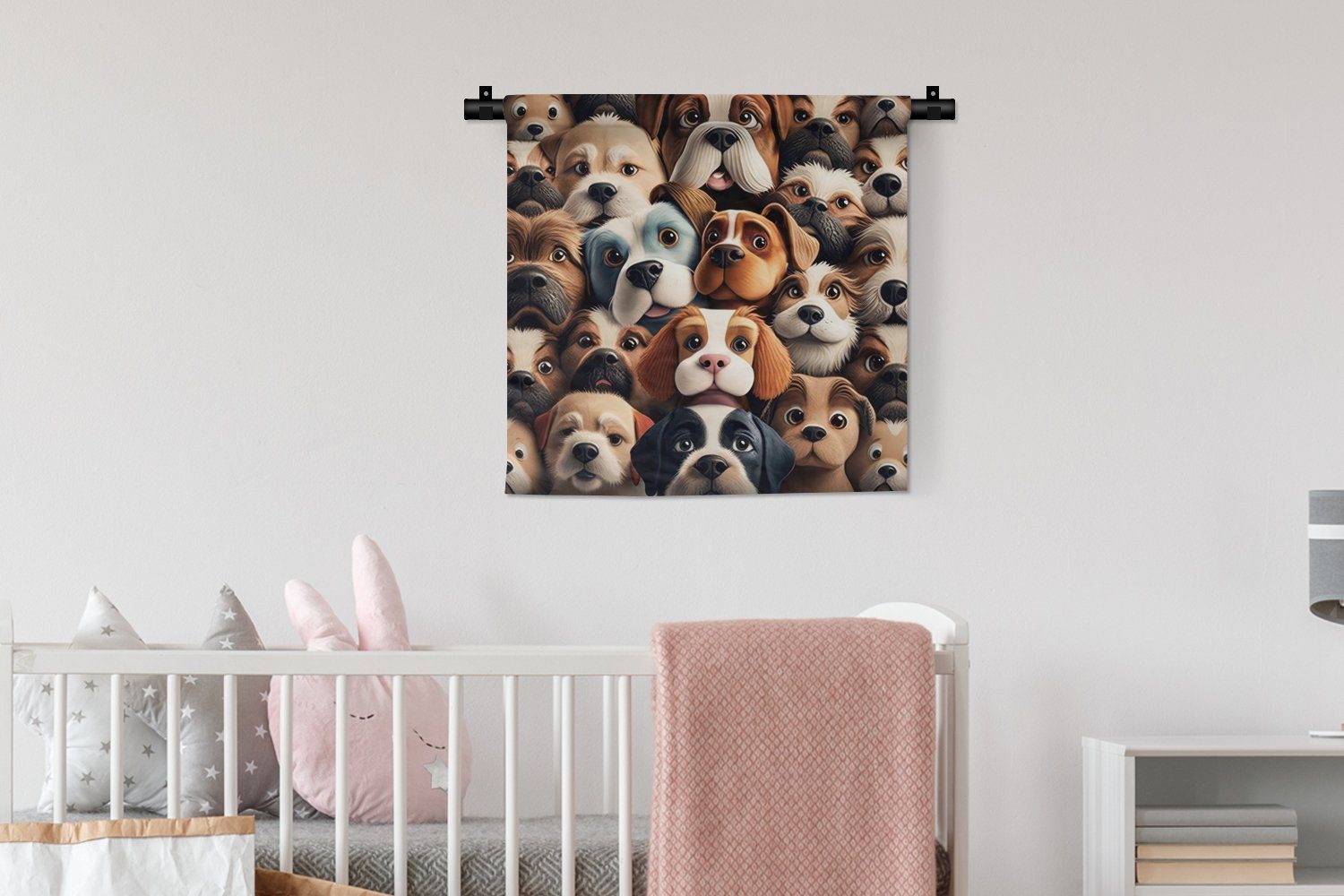 Wandbehang, - Kleid, - Schlafzimmer, Mädchen Hund für Wohnzimmer, Kinderzimmer Braun - - Wanddekoobjekt MuchoWow Tiere Junge, Wanddeko Muster -