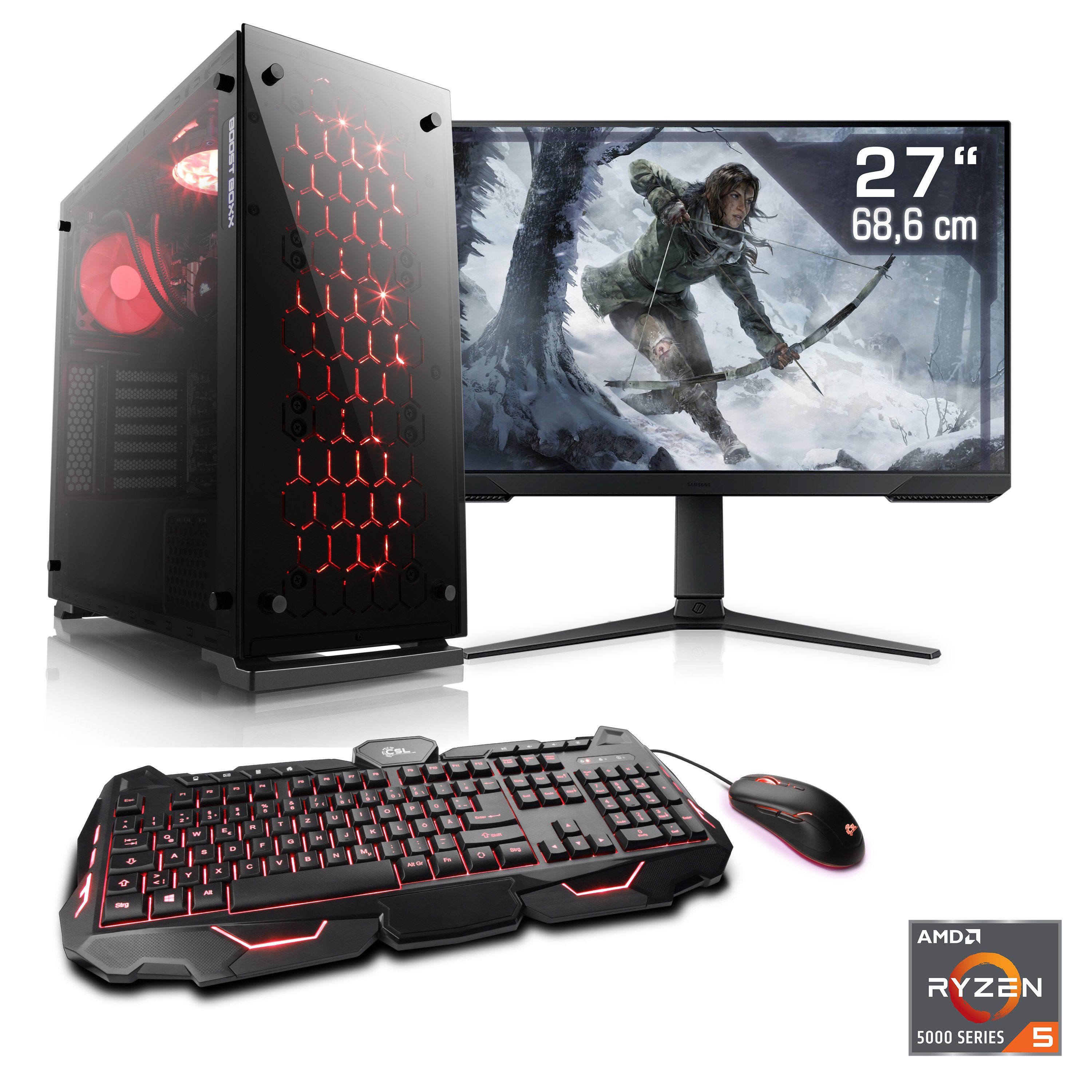 CSL HydroX V28119 Gaming-PC-Komplettsystem (27", AMD Ryzen 5 5600G, AMD Radeon™ Graphics, 16 GB RAM, 1000 GB SSD)