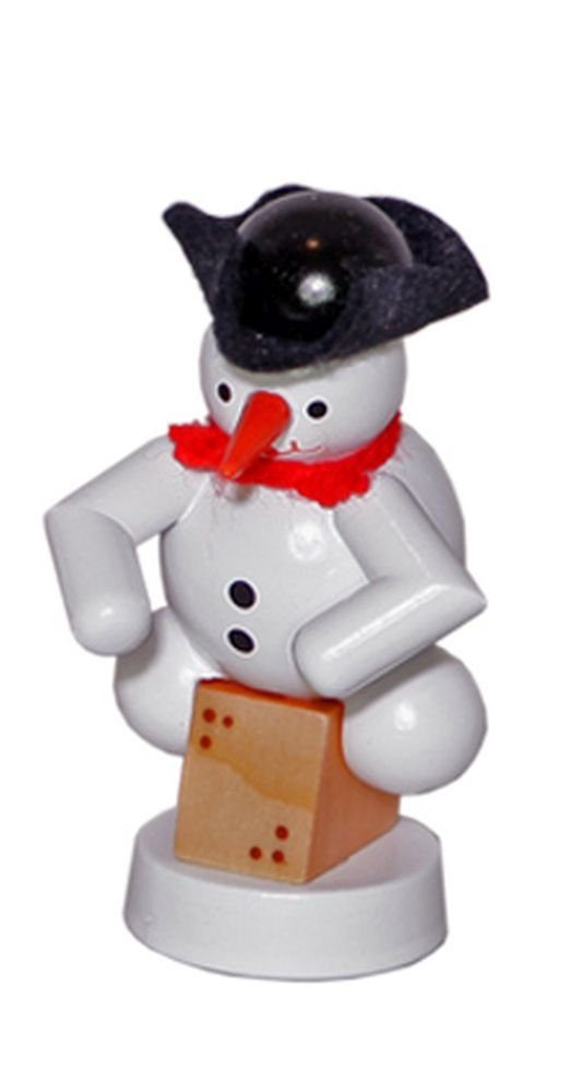 Schneemann Miniaturfigur Schneemann Musikant mit Cajon Höhe 8cm NEU