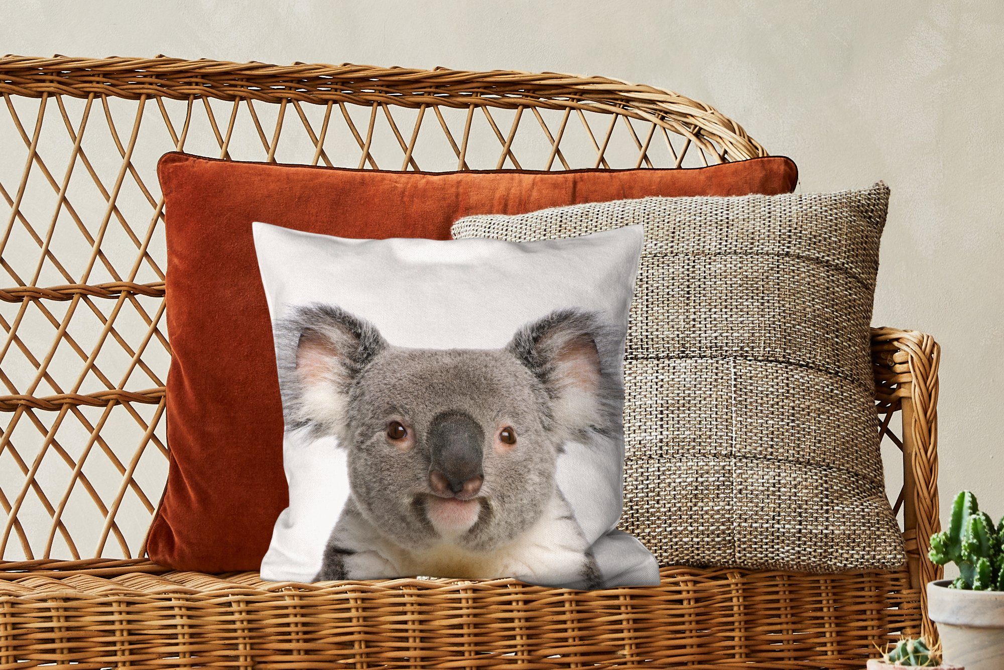 Zierkissen Deko, - Koala - Tiere Füllung MuchoWow mit Wohzimmer, Sofakissen Weiß, Schlafzimmer, für Dekokissen