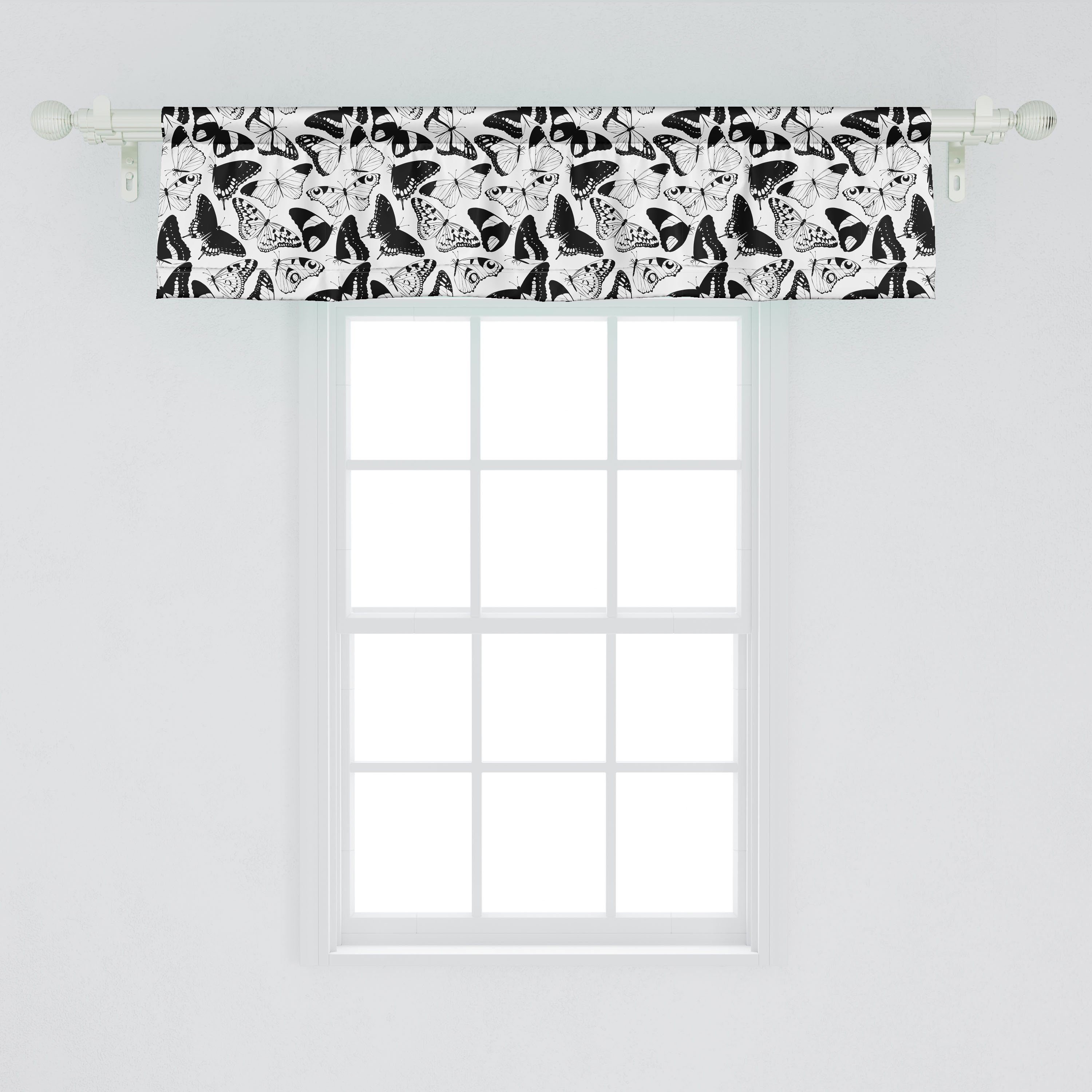 Scheibengardine Vorhang Volant für mit Abakuhaus, Schmetterling Küche Microfaser, Dekor Stangentasche, Schlafzimmer Silhouette Insekten von