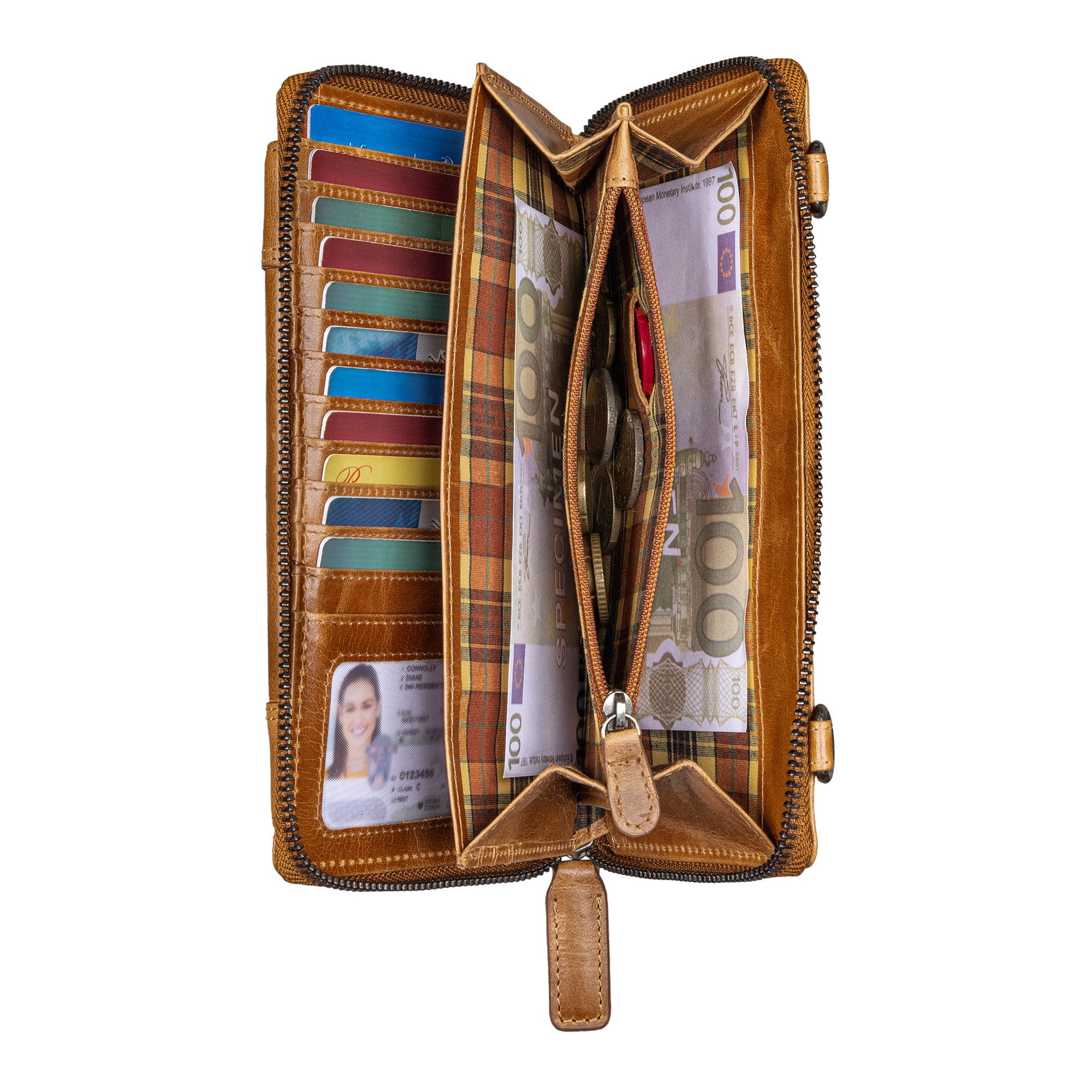 STILORD Handtasche "Marigold" 3-in-1 Echtleder Geldbörse Handytasche Umhängetasche Damen