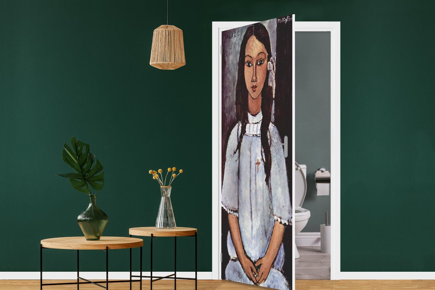 MuchoWow Türtapete Alice - für Gemälde 75x205 Matt, Türaufkleber, Amedeo (1 Fototapete Modigliani, bedruckt, von St), cm Tür