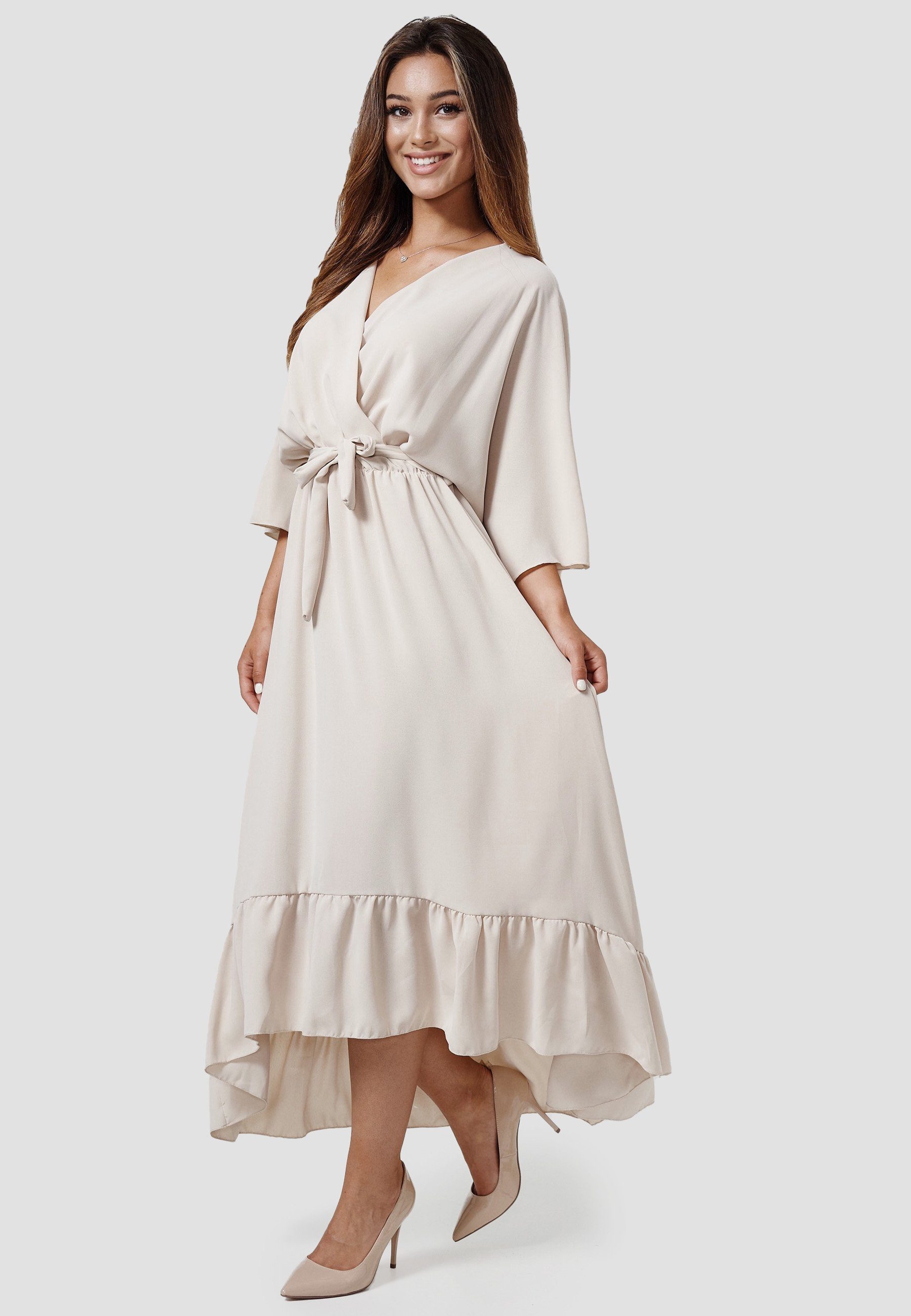 Rayshyne Maxikleid PM-25 (Midi Wickelkleid Optik Sommerkleid in Einheitsgröße)