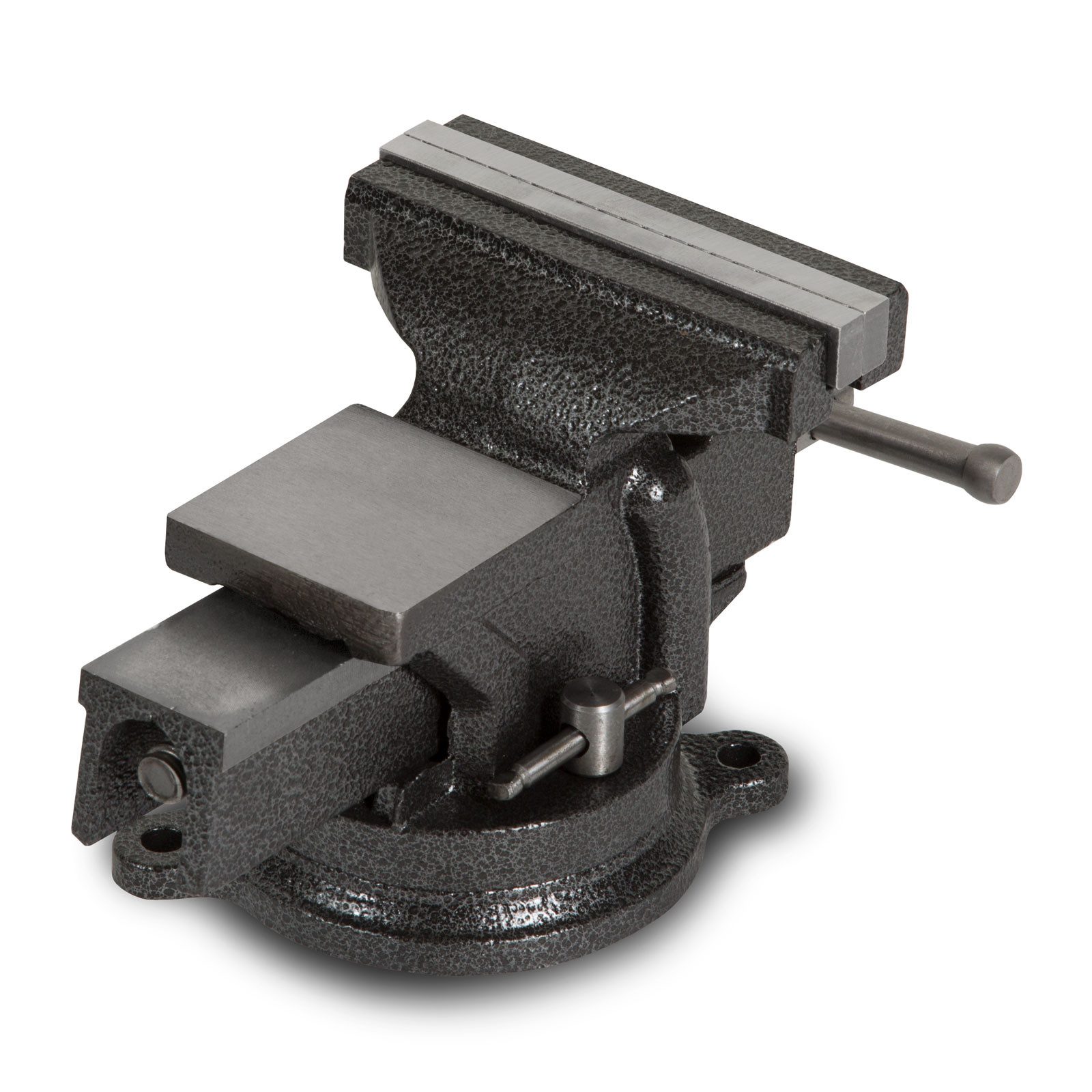 EBERTH Schraubstock Gusseisen mit Amboss, 125mm Backenbreite, 130mm Gesamthöhe, 360° drehbar,110mm Ø Teller,87mm maximale Spannweite,Schraubstock groß