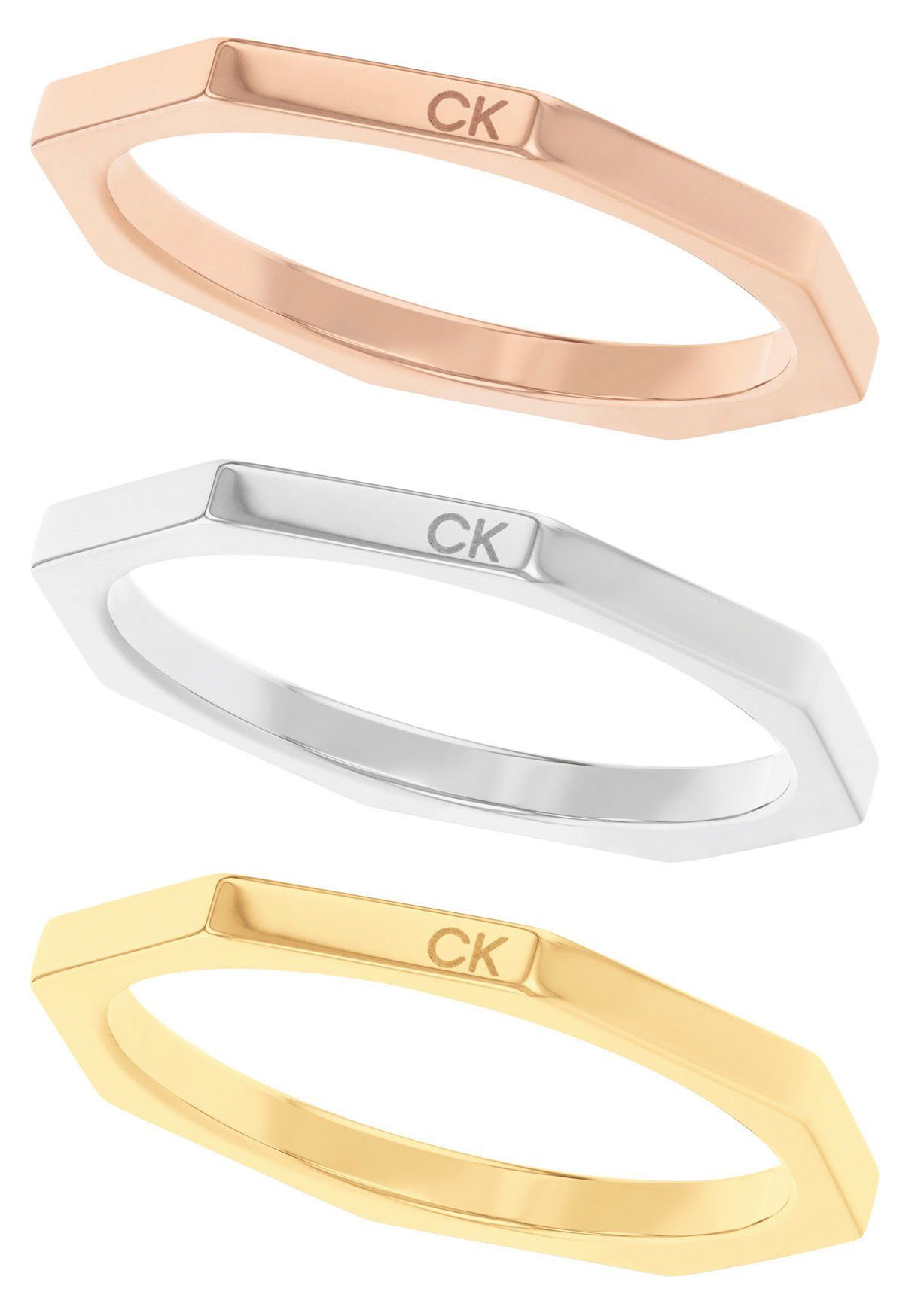 Calvin Klein Ring-Set Multipack Schmuck Edelstahl Fingerringe Ringset Damenringe SHAPES (Set, 3-tlg)