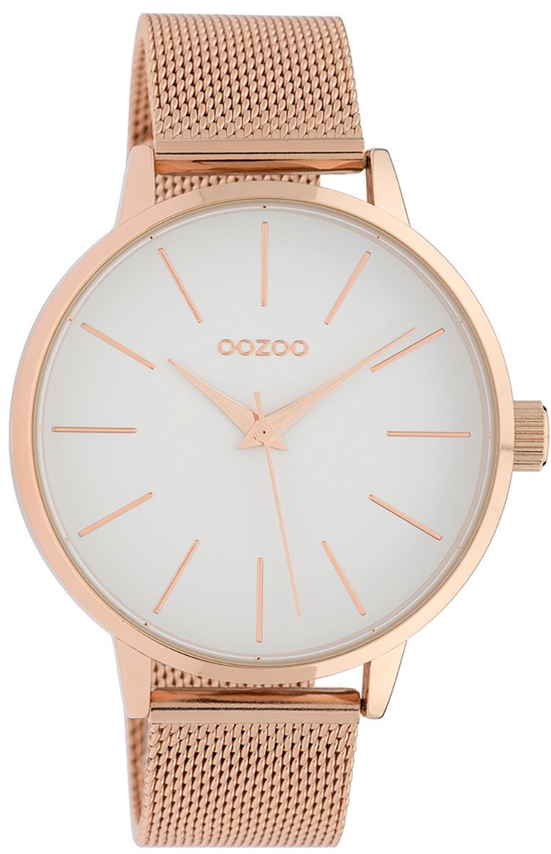 OOZOO Quarzuhr Oozoo Damen-Uhr rosegold, (Armbanduhr), Damenuhr rund, groß  (ca. 42mm), Edelstahlarmband, Fashion-Style