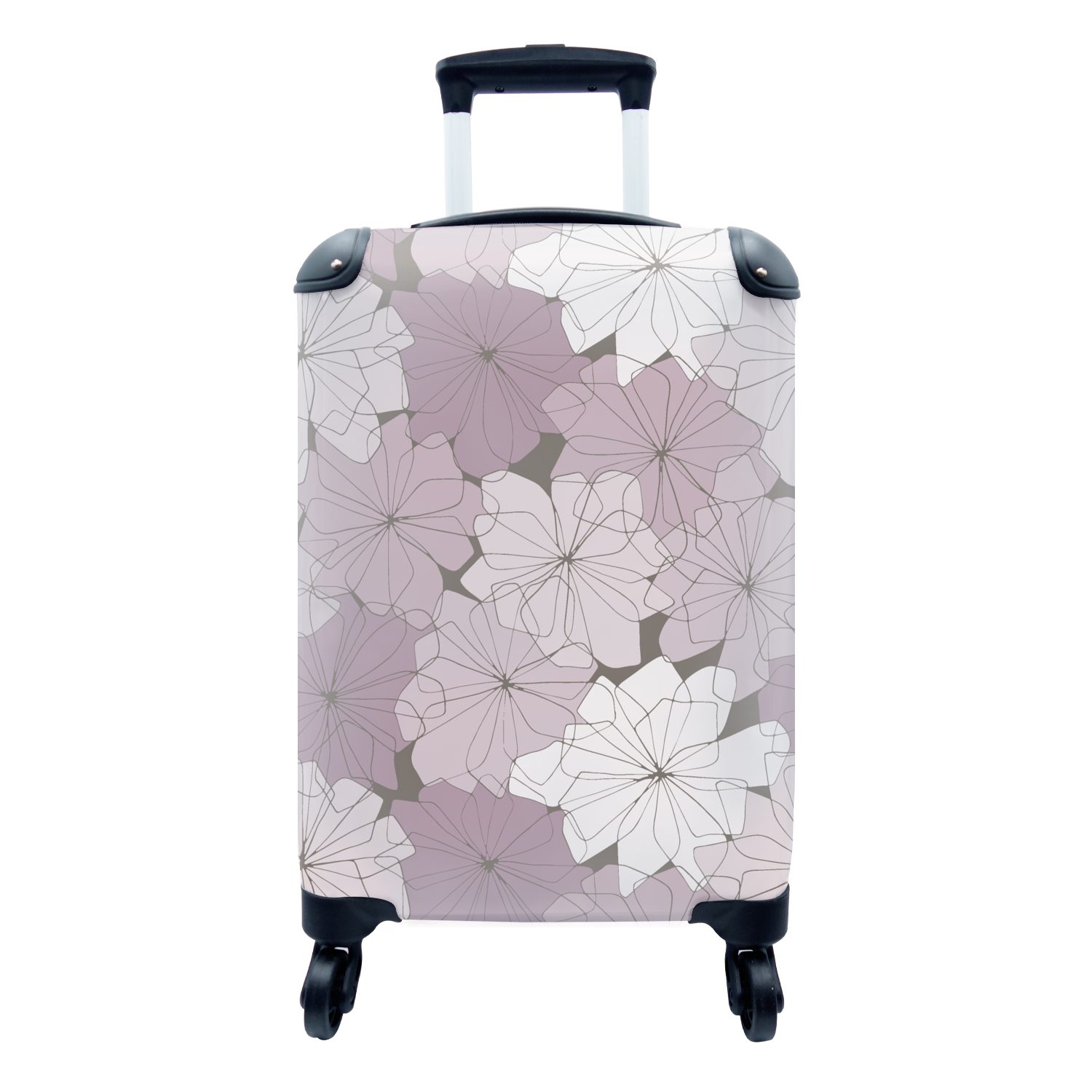 MuchoWow Handgepäckkoffer Muster - Blumen - Minimalismus, 4 Rollen, Reisetasche mit rollen, Handgepäck für Ferien, Trolley, Reisekoffer