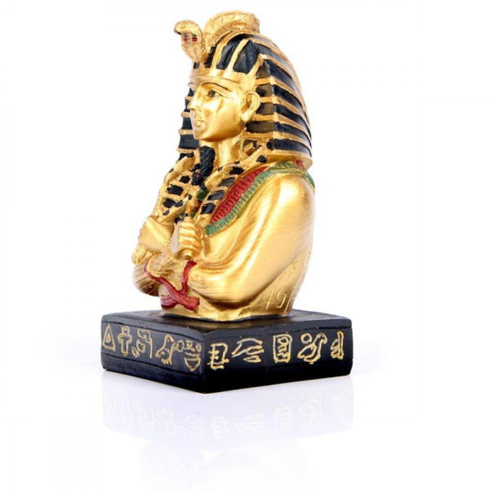 Skulptur Ägypten Figur Goldener ägyptischer Tutanchamun mit mit Stab und Dresch