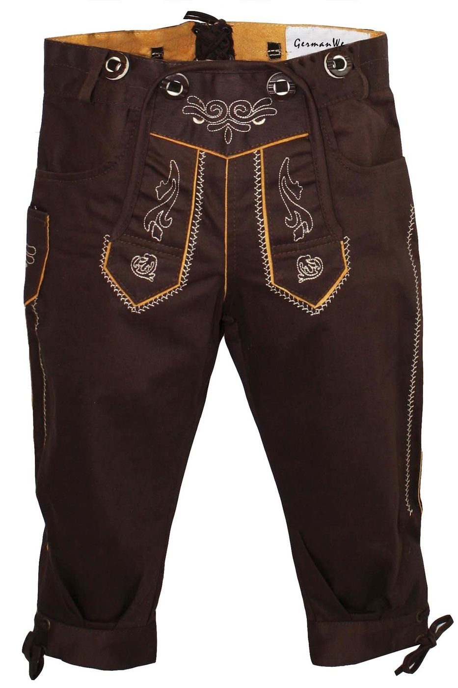 German Wear Trachtenhose Trachen GW901-Textil Hosenträgern Jeanshose mit Dunkelbraun Kinder