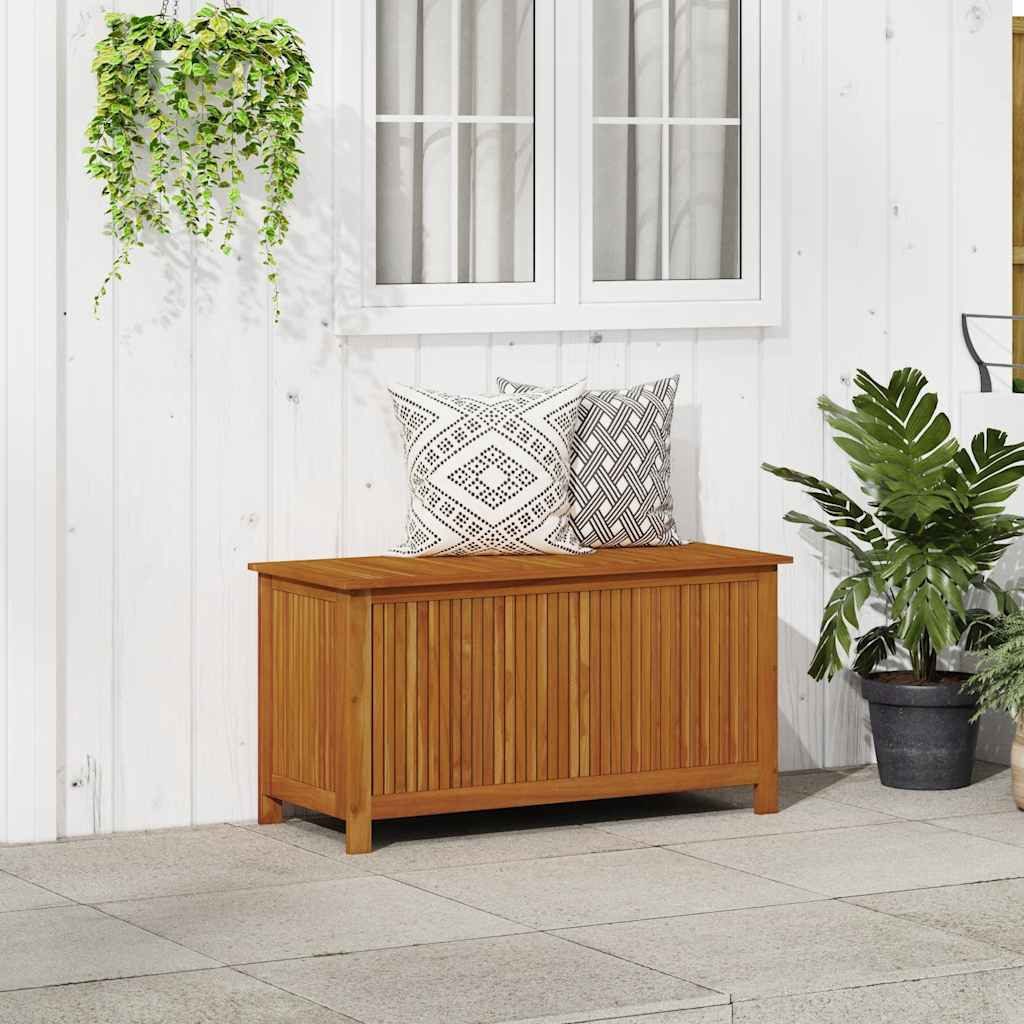 furnicato Gartenbox aus Echtholz mit Ölfinish 113 x 50 x 58 cm, braun, Wasserabweisende Kissenbox mit großem Stauraum für Innenbereiche