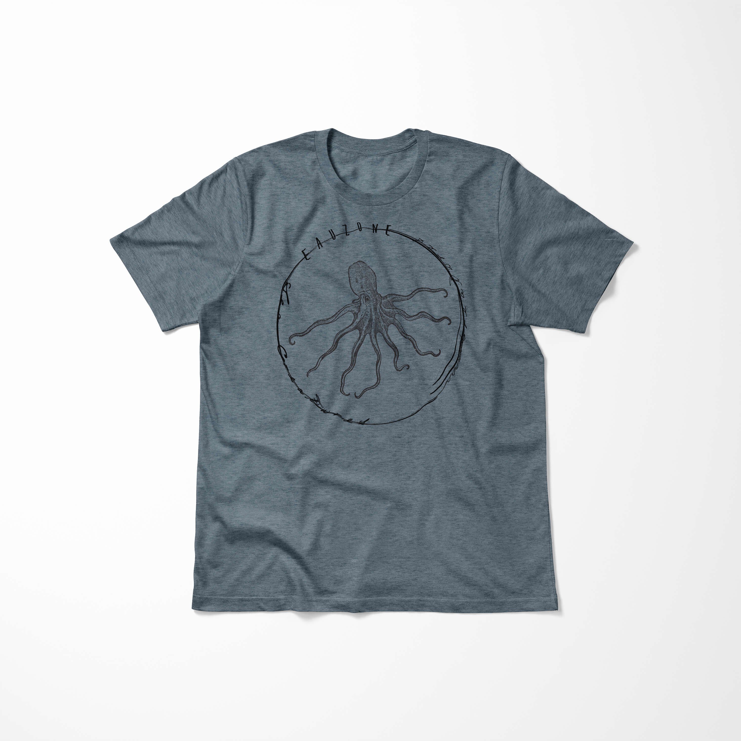 Sea Indigo und Serie: Creatures, 097 - / Sinus feine Sea T-Shirt Fische T-Shirt Tiefsee Schnitt sportlicher Art Struktur