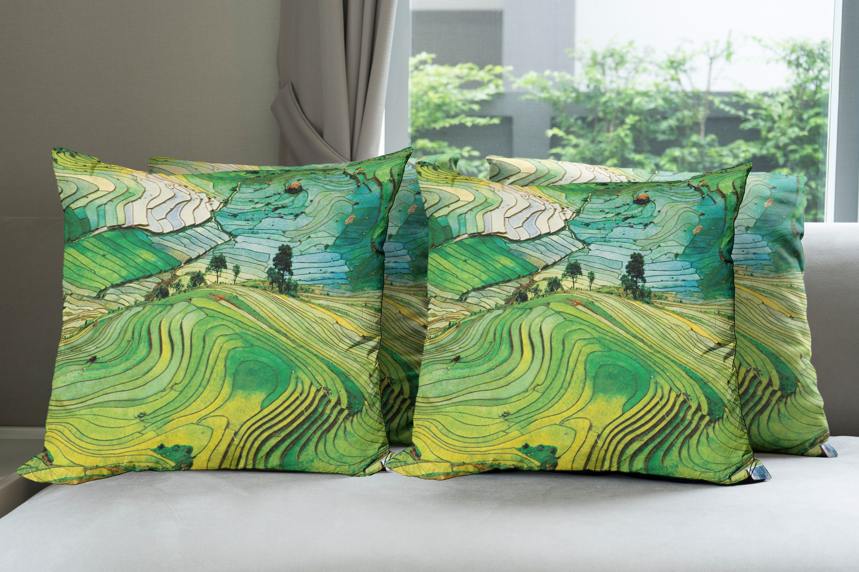 Kissenbezüge Modern Accent Landschaft Digitaldruck, Natur (4 Doppelseitiger Abakuhaus Luft Landschaft Stück)