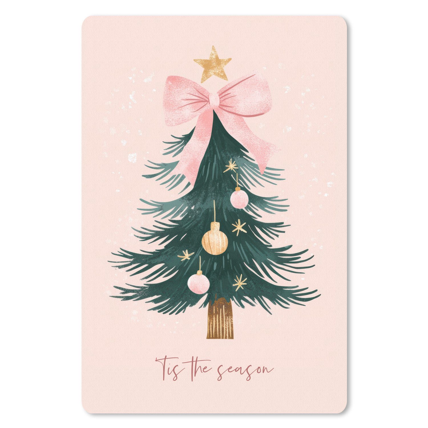 MuchoWow Mauspad Weihnachtszeit - Weihnachtsbaum - Rosa (1-St), Maus Pad Klein, Gaming Zubehör, Büro Deko, 18x27 cm