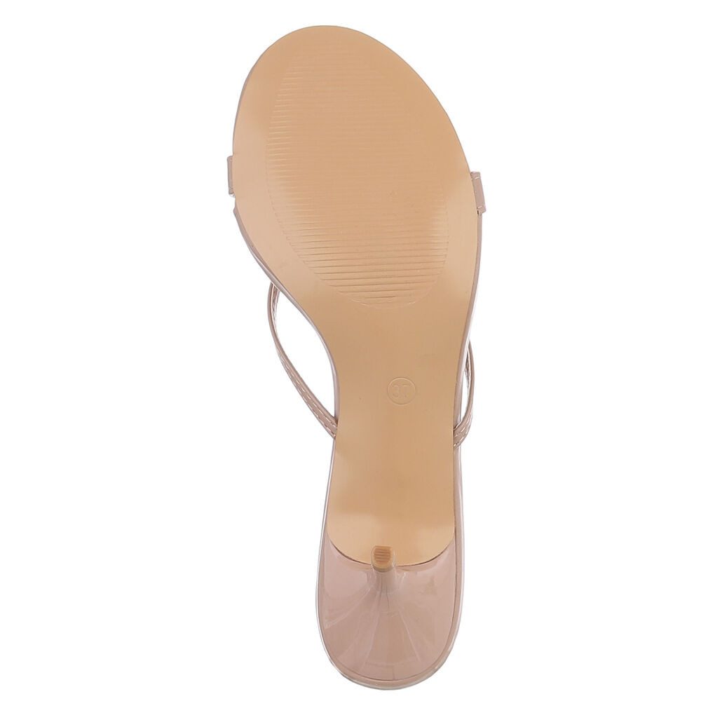 Ital-Design Elegante Damen Sandalen mit goldenem Detail für Anlässe Pantolette (91116945) Pfennig-/Stilettoabsatz Sandalen & Sandaletten in Hellbraun