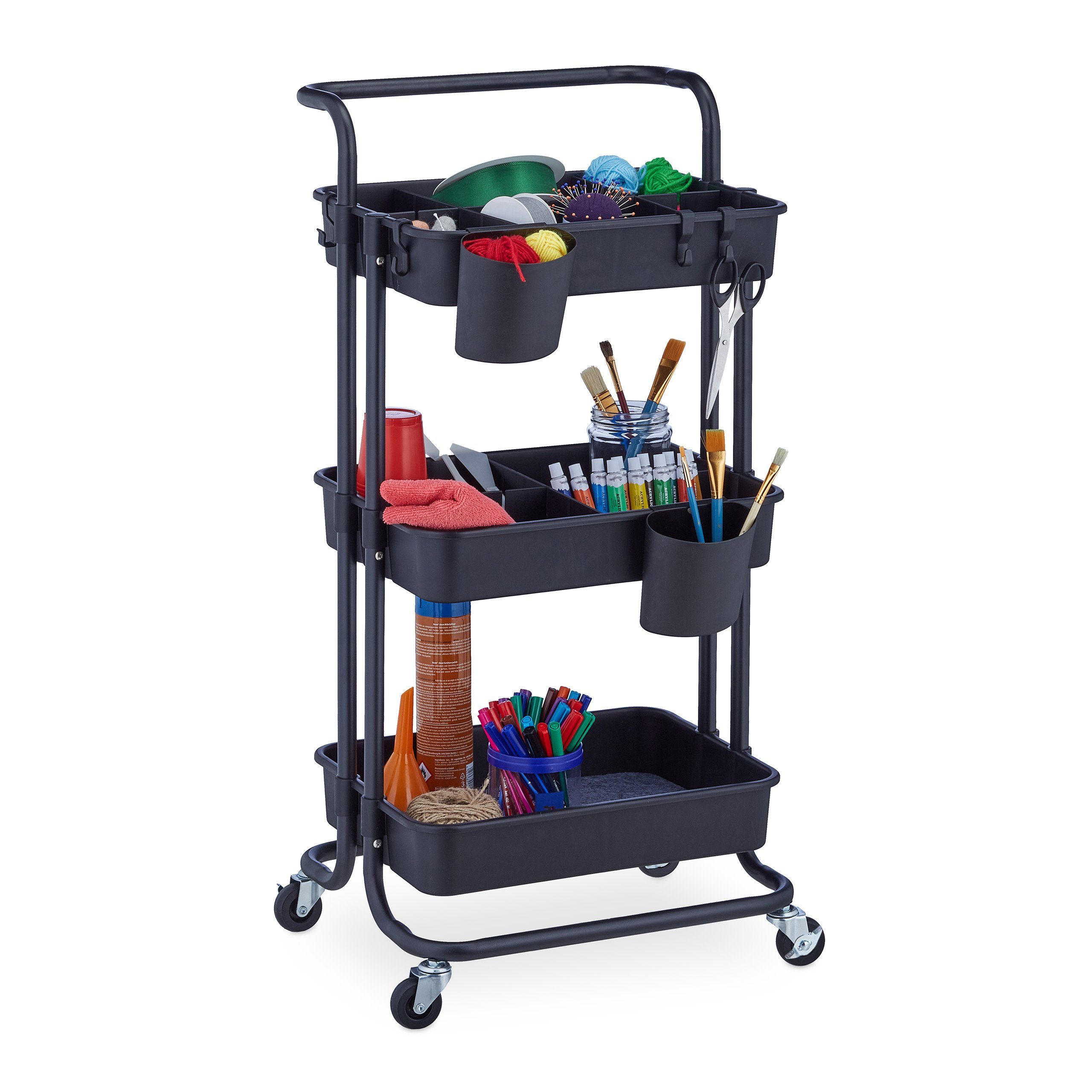 relaxdays Küchenwagen Rollwagen mit 3 Etagen günstig online kaufen