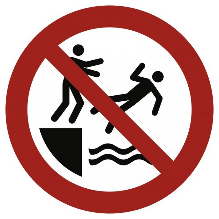 König Werbeanlagen Hinweisschild Schild Nicht in das Wasser stoßen ISO 20712-1 Alu 1 8 mm Ø 200 mm