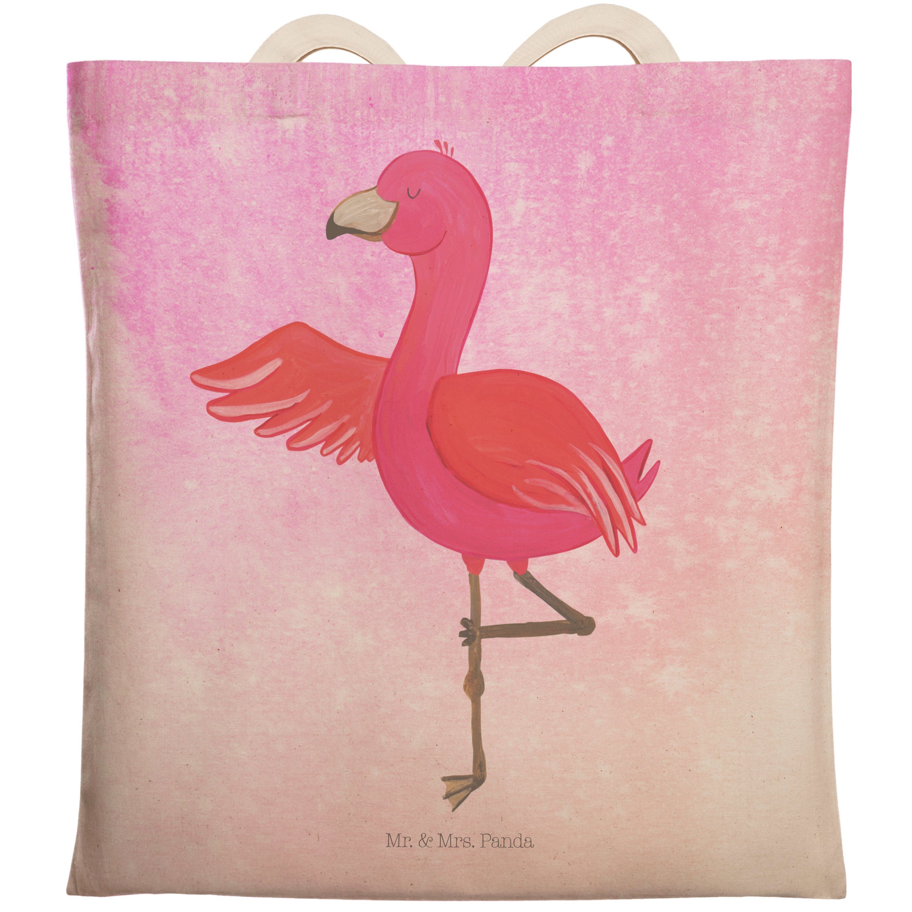 Tragetasche Ei - Yoga Yoga-Übung, Flamingo Mrs. Achtsamkeit, Pink Mr. Aquarell Panda (1-tlg) Geschenk, - &