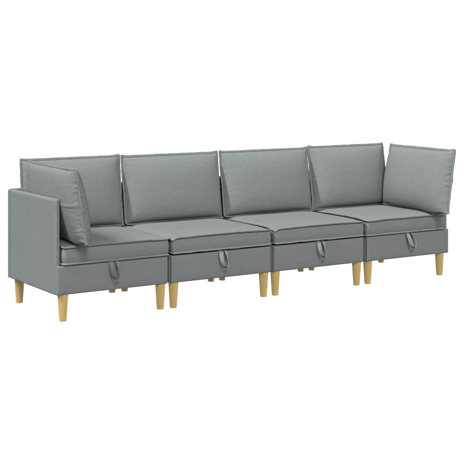 vidaXL Sitzgruppe Modular Sofa Set mit Stauraum 4 Stk. Hellgrau Stoff, (4-tlg)