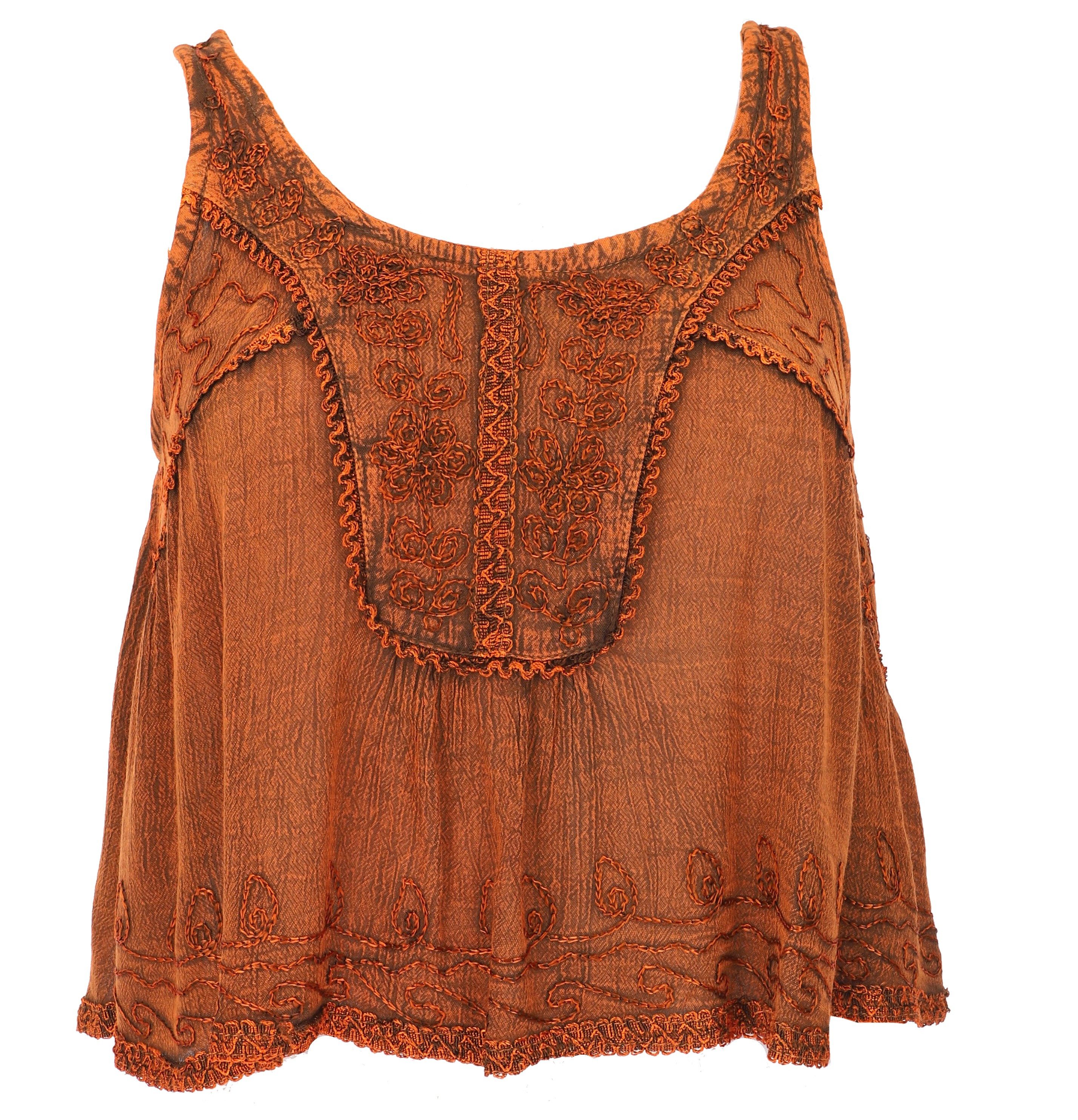Guru-Shop T-Shirt Besticktes Top Boho chic, kurzes lockeres.. Festival, Ethno Style, alternative Bekleidung