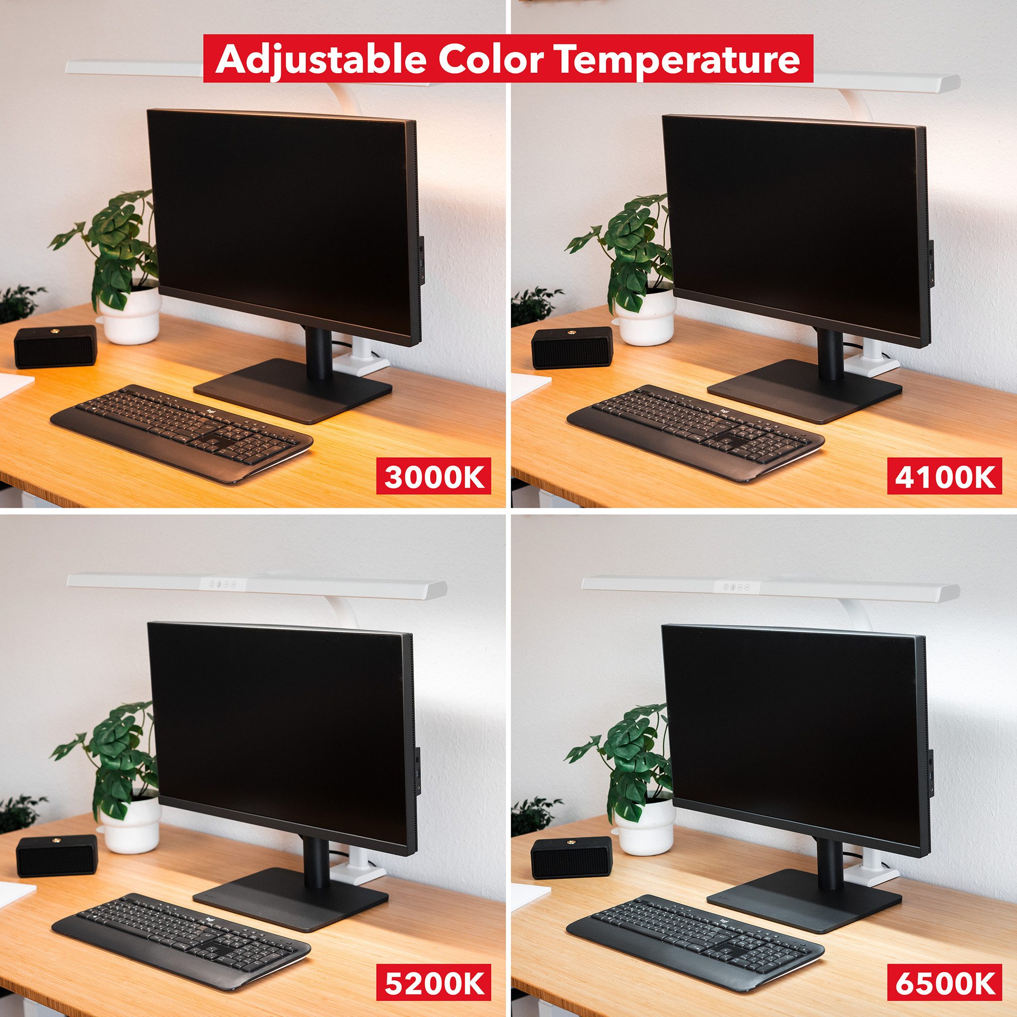 FeinTech LED Schreibtischlampe, LED fest integriert, Tageslichtweiß, Warmweiß, 80 cm breit