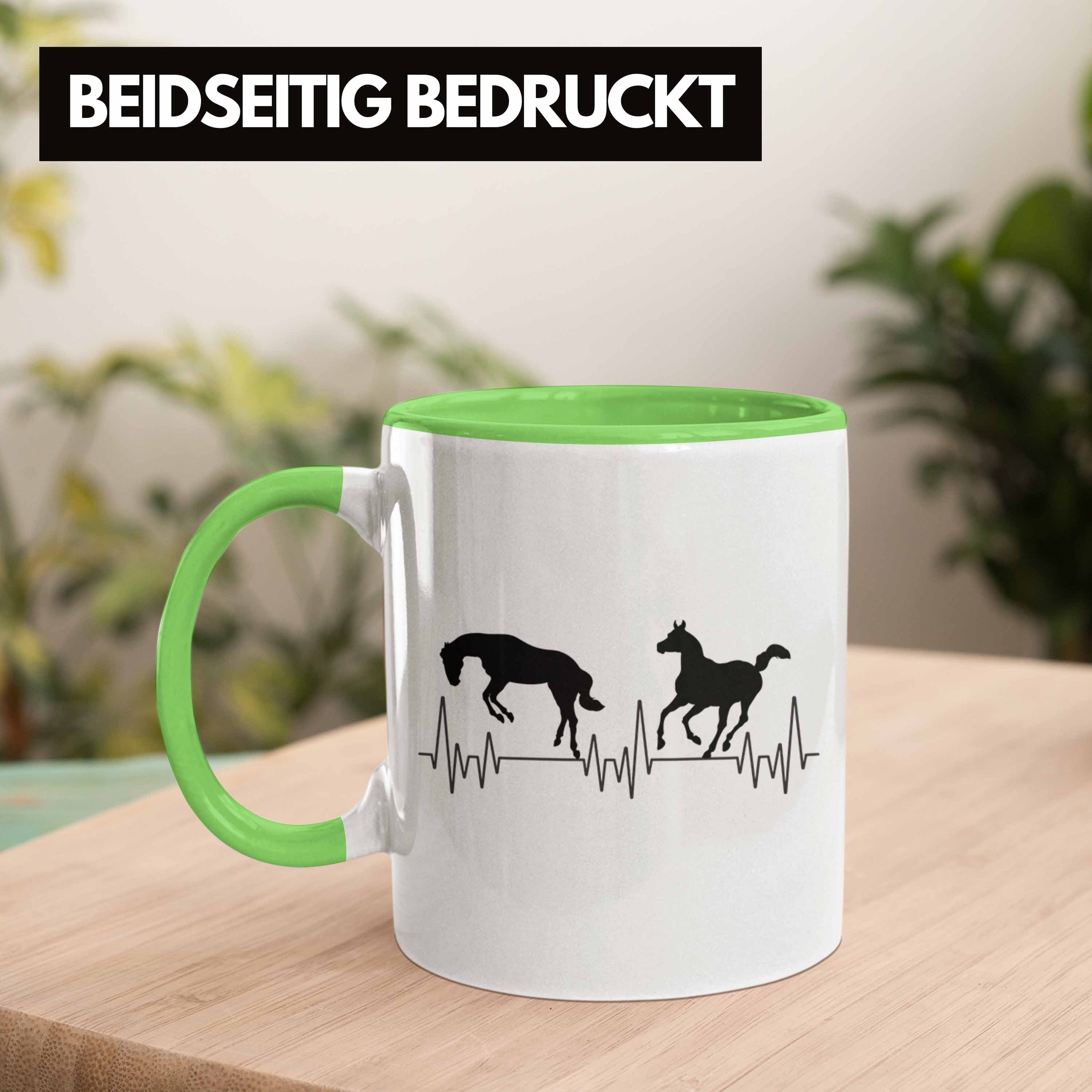 Tasse Tasse Grün Pferde Trendation für Herzschlag Trendation - Reiten Reiterin Hobb Geschenk
