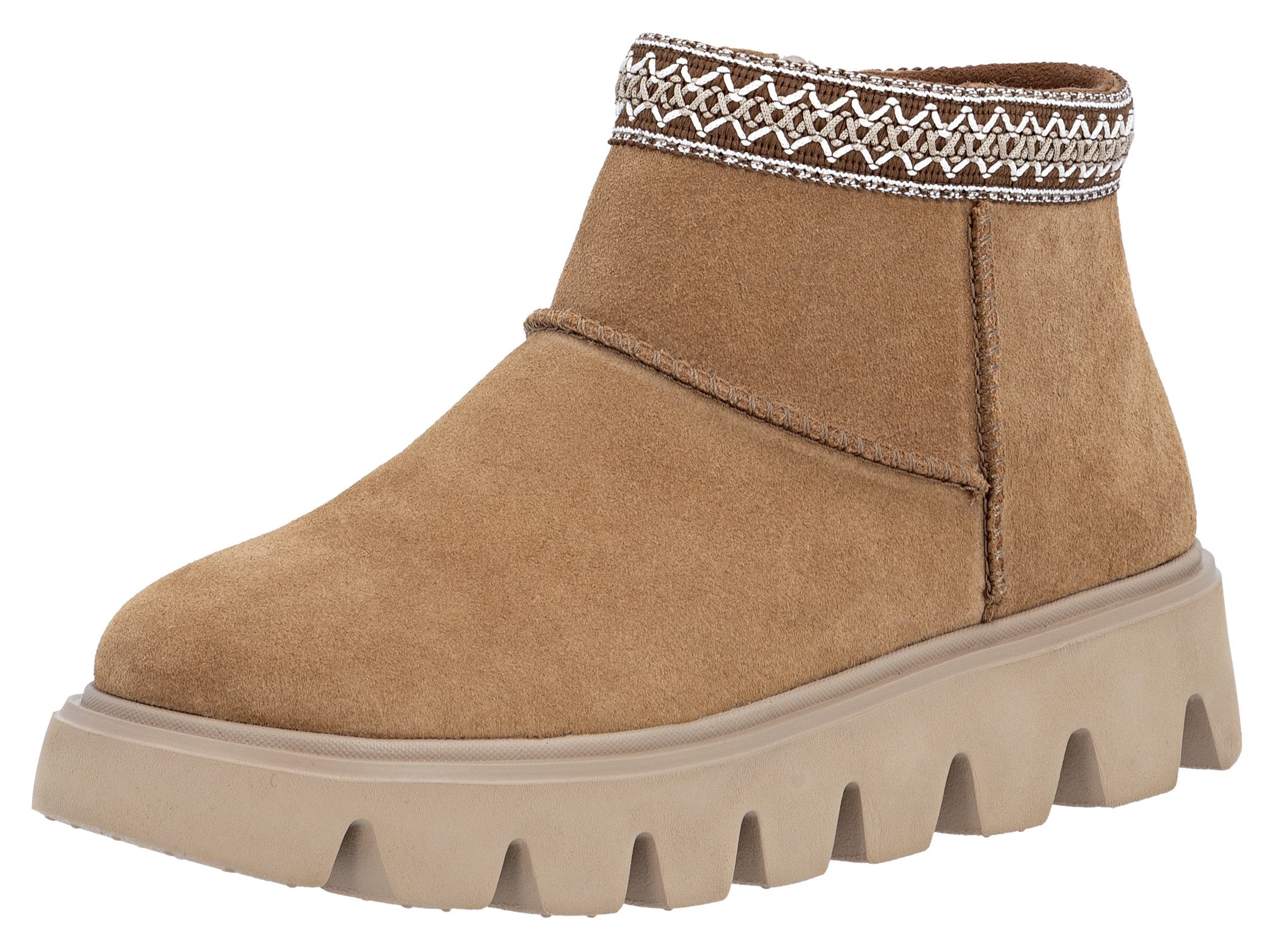 RIEKER Sport Winterboots Plateauboots, Сапогиette mit Textileinfass im Ethno-Look
