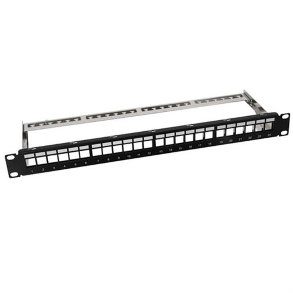 LogiLink Keystone Patchpanel für 24 Keystone Buchsen, geschirmt Netzwerk-Patch-Panel