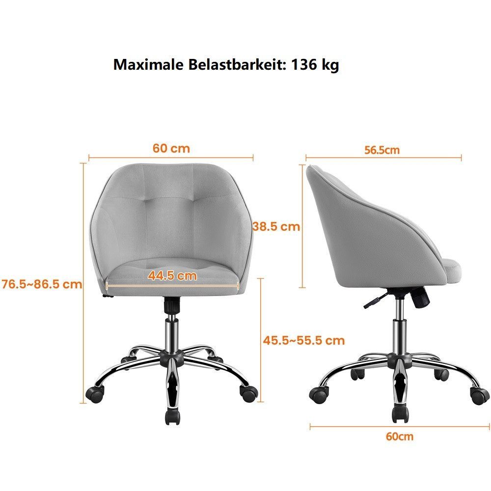 Yaheetech Drehstuhl, Bürostuhl 360 ° Schreibtischstuhl höhenverstellbar & wippbar