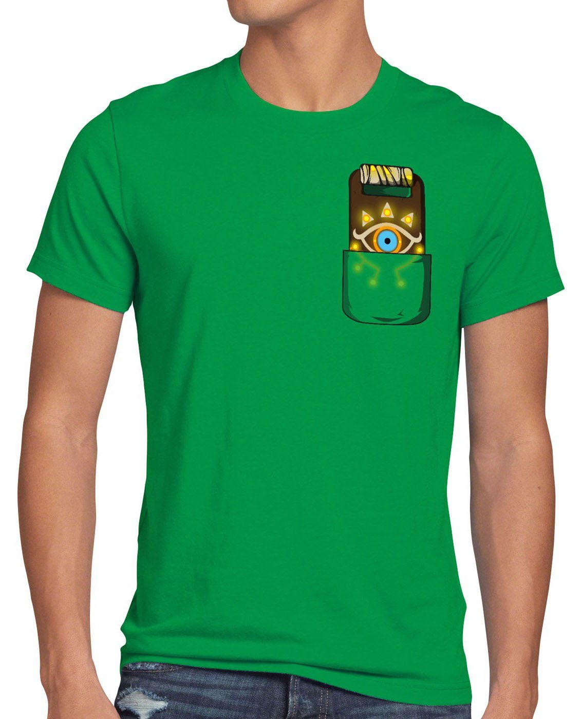 T-Shirt Tafel the ocarina style3 snes breath switch link zelda of Herren grün Print-Shirt Sheikah wild