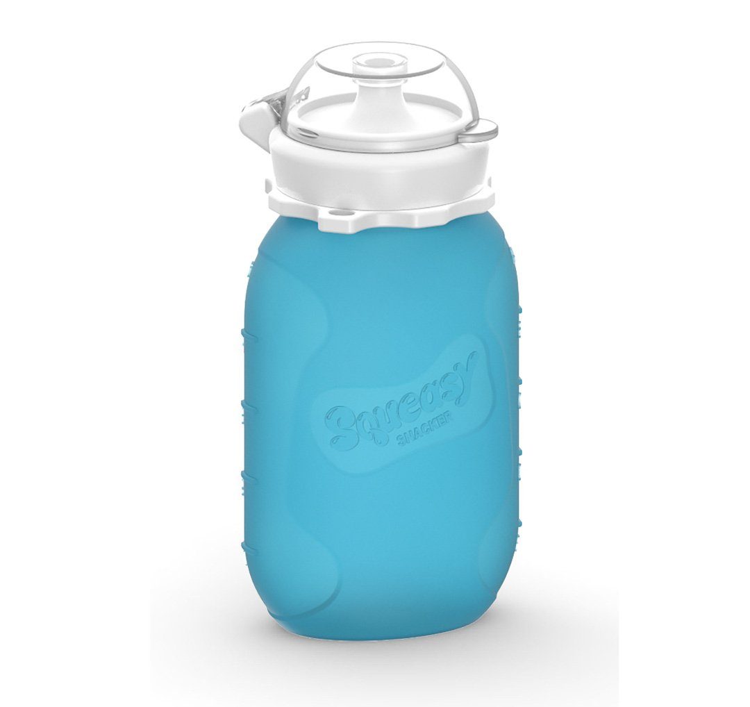 Squeasy Gear Trinkflasche Squeasy Snacker Quetschflasche, 180ml - Wiederverwendbares Quetschie, Quetschbeutel zum selbst befüllen Blau