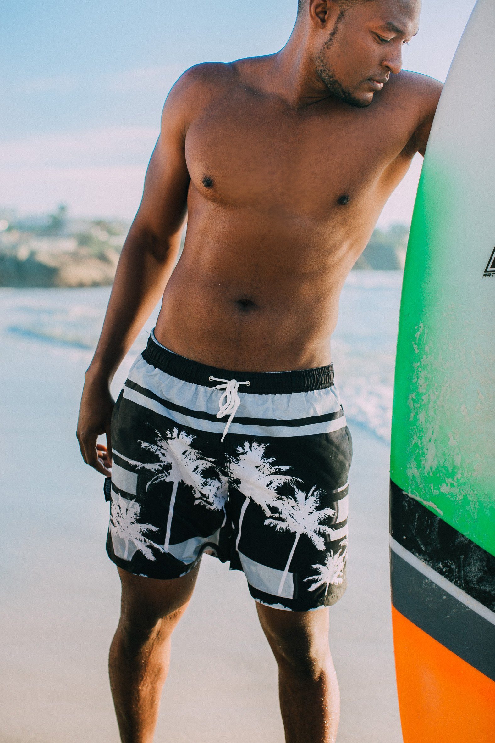 GUGGEN Mountain Badehose Badehose Herren Badeshorts Palmen Beach Muster Bad günstig online kaufen