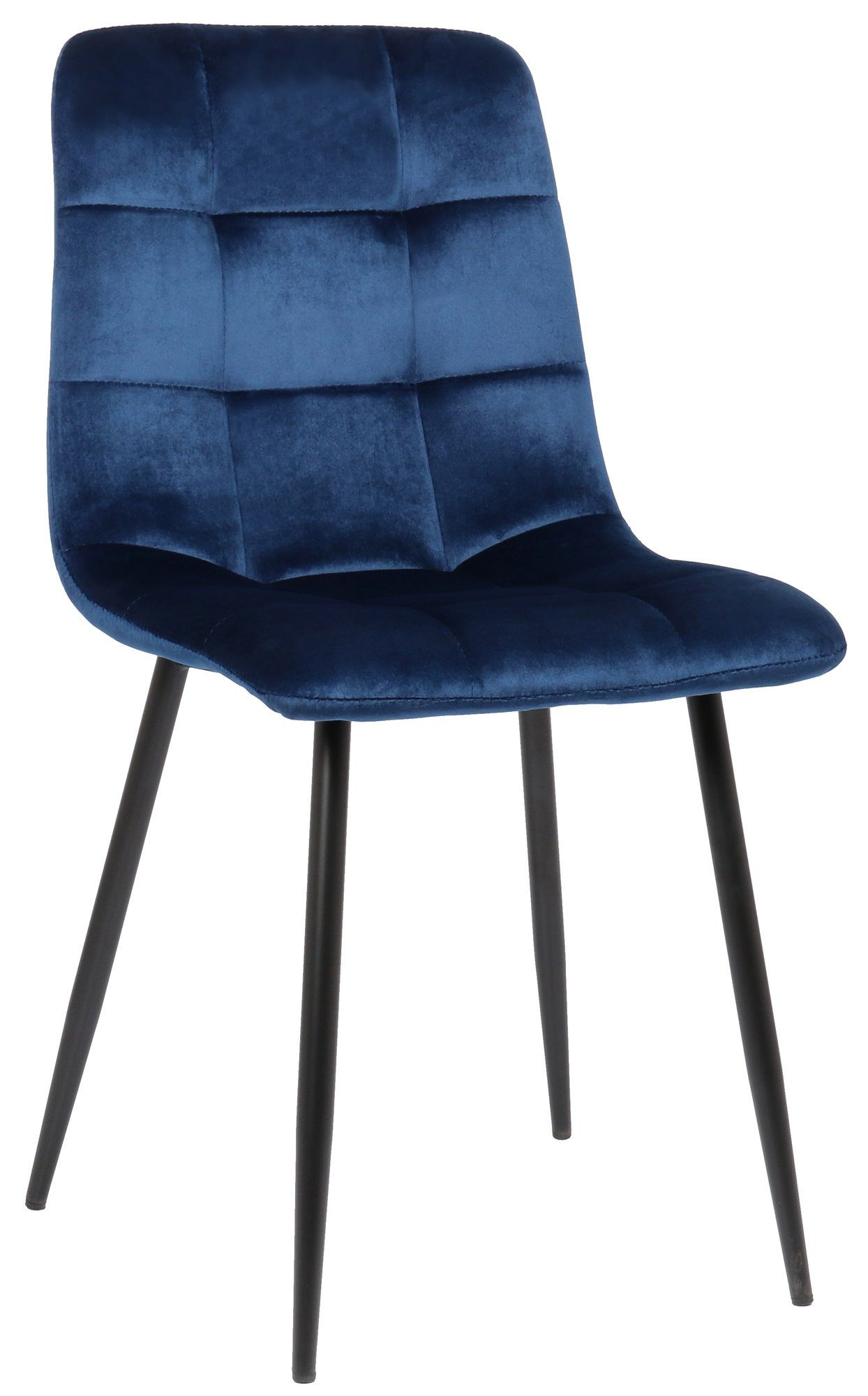 Wohnzimmerstuhl hochwertig - Sitzfläche: blau - - - gepolsterter - TPFLiving Esszimmerstuhl Metall Konferenzstuhl Till (Küchenstuhl Gestell: Samt schwarz Esstischstuhl mit Sitzfläche Polsterstuhl),