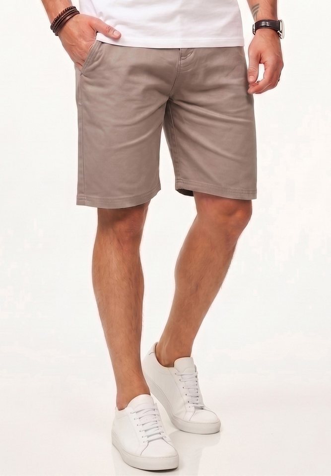 behype Chinoshorts Kurze Hose mit Stretch inkl. Gürtel für Herren Regular-Fit Sommershorts mit Elasthan-Anteil Bermuda