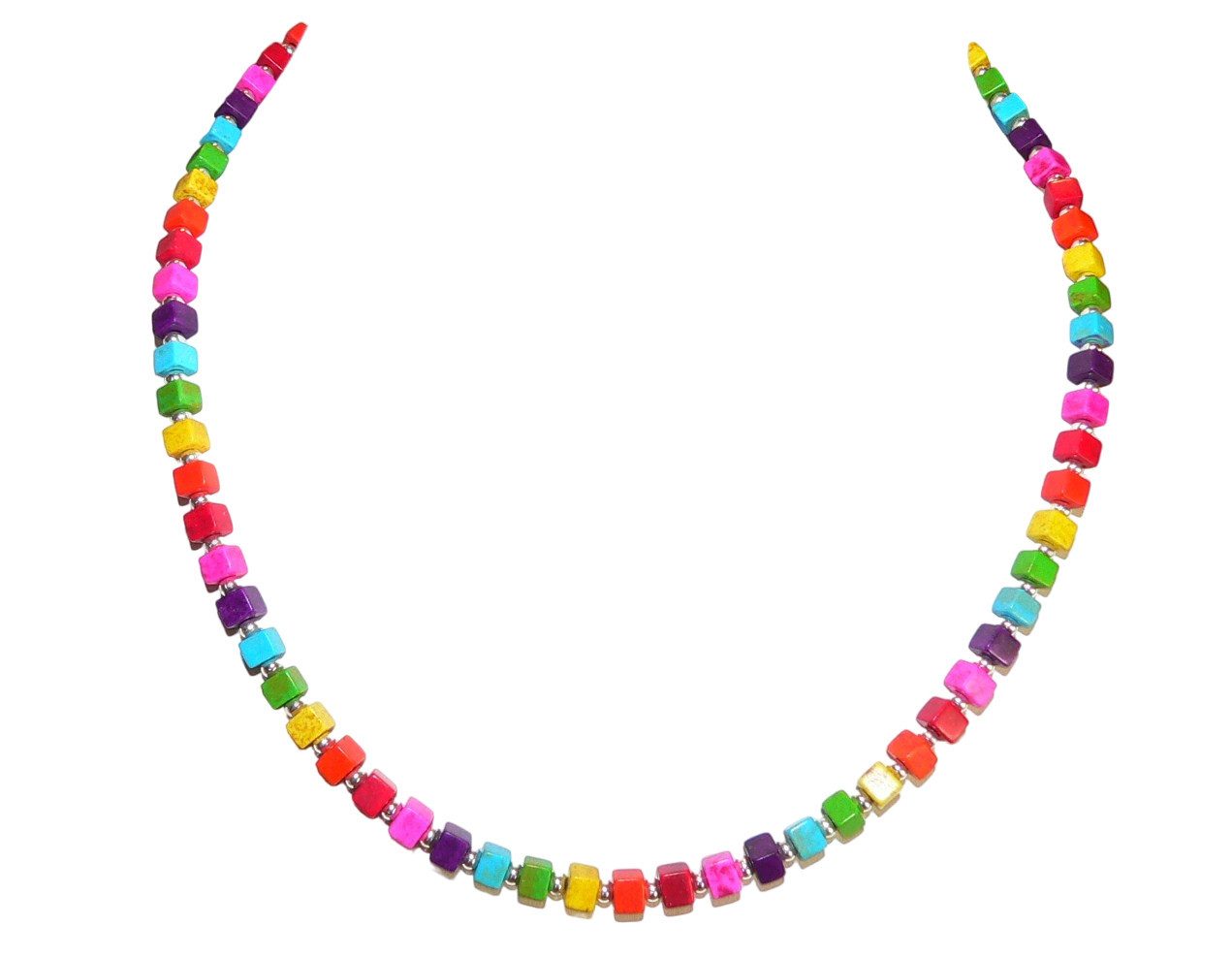 traumschmuck Collier 410f Halskette Würfelkette Schmuckstein rot blau gelb günstig online kaufen