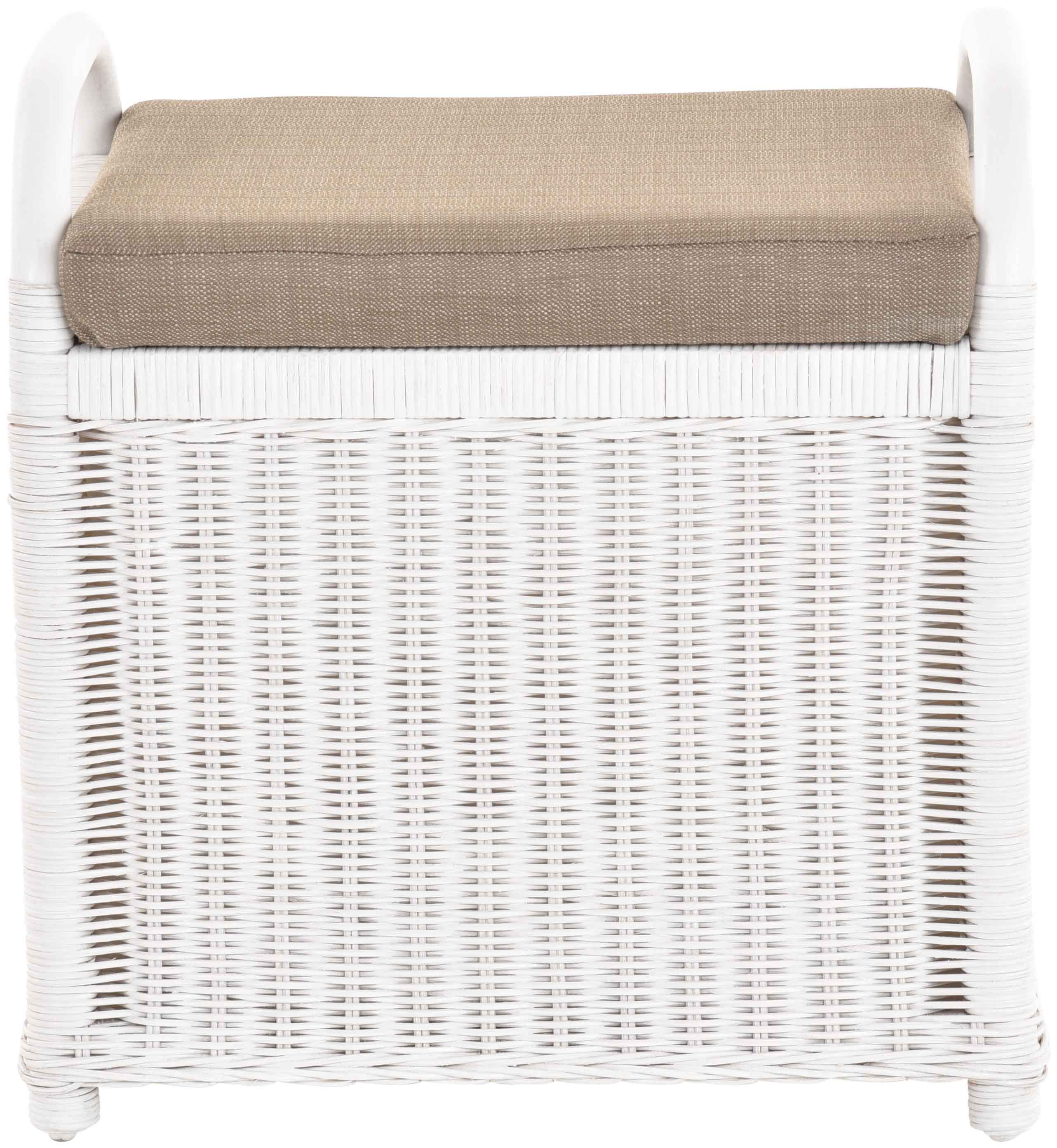 Krines Home Sitzbank Rattan Bank Sitzbank Sitzhocker mit Stauraum Rattanhocker mit Deckel, gepolsterter Deckel