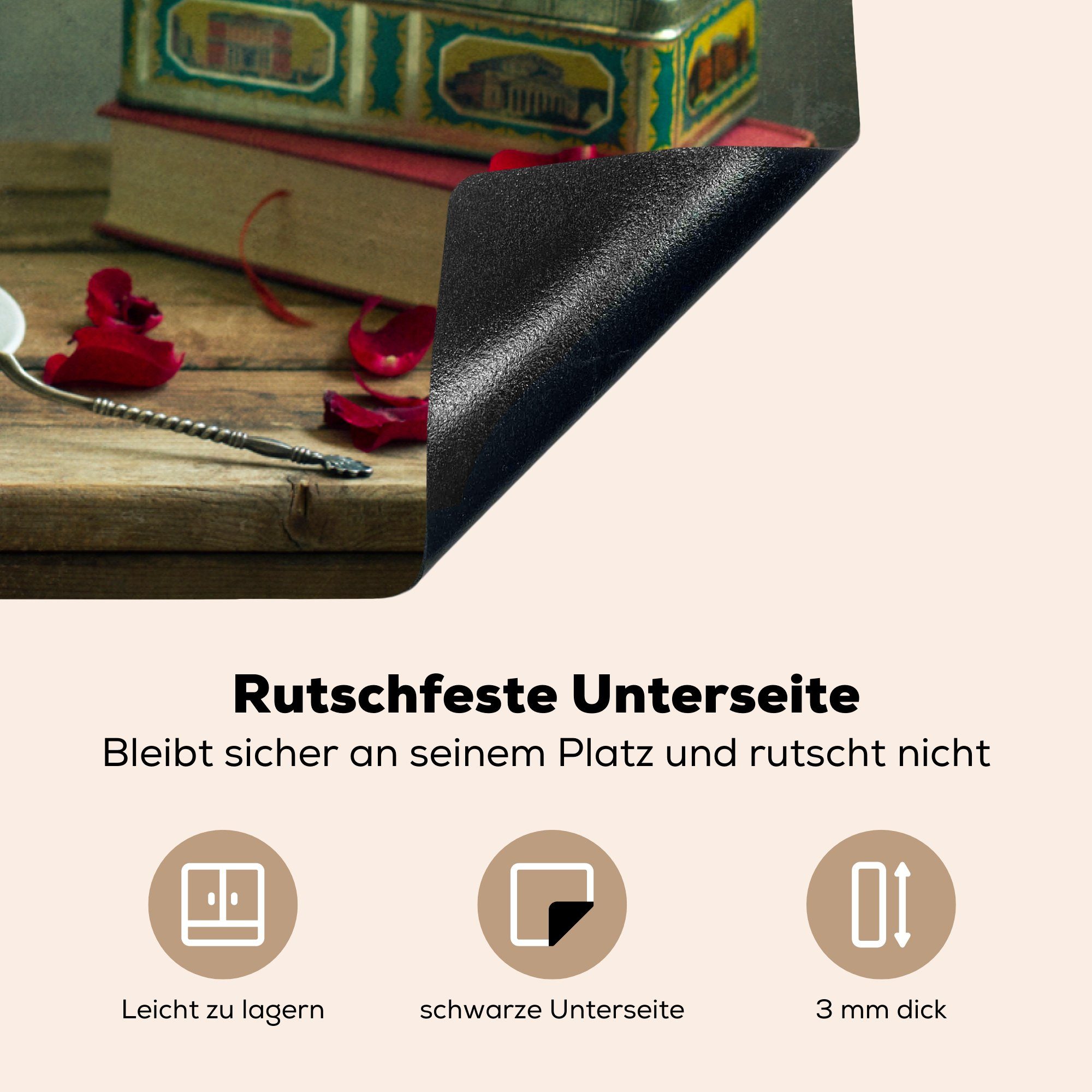 81x52 Stilleben die Ceranfeldabdeckung (1 Rosen küche, Herdblende-/Abdeckplatte - Schutz tlg), für MuchoWow Vinyl, Dekoration, - Induktionskochfeld cm,