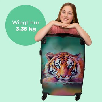 NoBoringSuitcases.com© Koffer Tiger - Ölfarbe - Tiere - Kunst 67x43x25cm, 4 Rollen, Mittelgroßer Koffer für Erwachsene, Reisekoffer