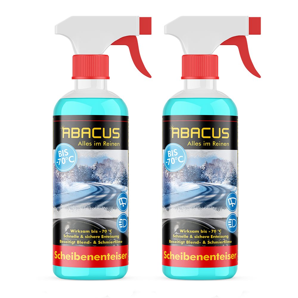 ABACUS Scheibenfrostschutz Scheibenenteiser Enteiserspray bis -70 °C, Sicher für alle Materialien, Lacke & Dichtungen, 2 St., Wirksam bis -70°C, Entfernt Eis im Handumdrehen