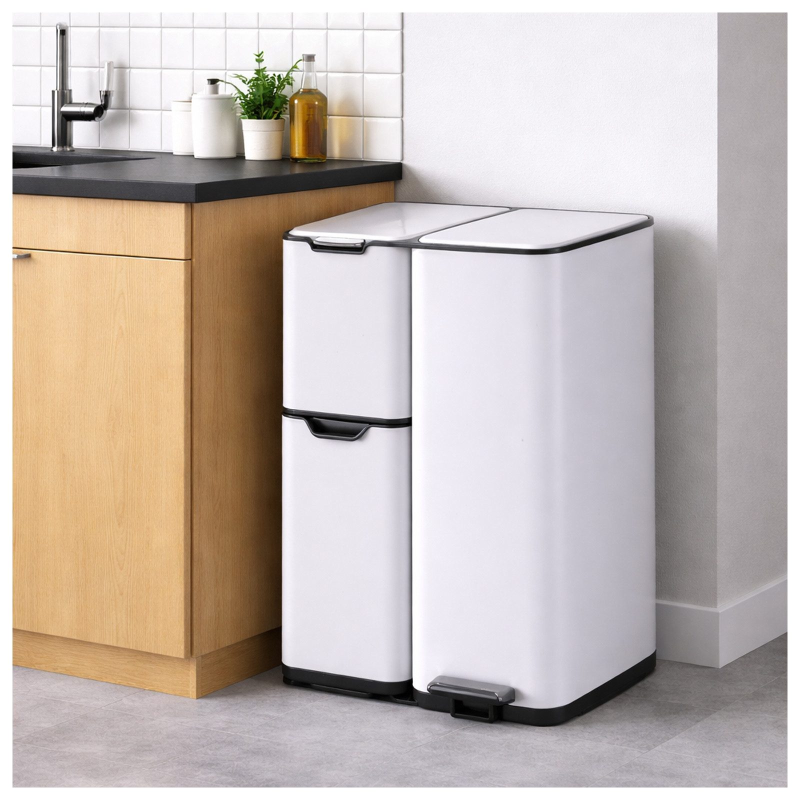 HTI-Living Mülleimer Mülltrennsystem Jannik 60 Liter Weiß